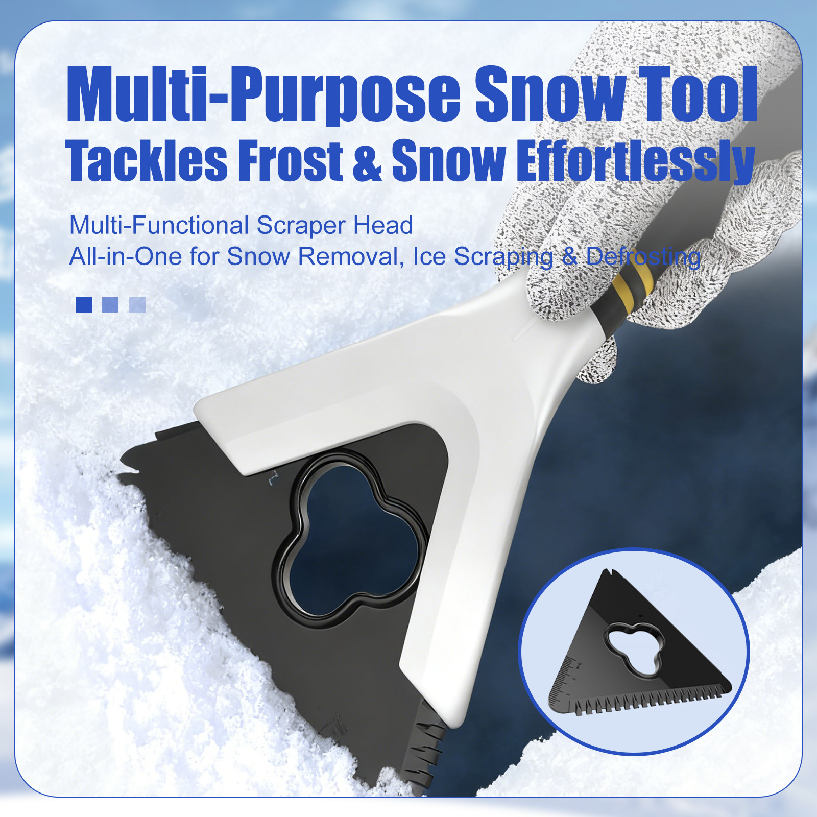 Multi-Purpose Car Snow Scraper Shovel – Widened Surface & 135° Ergonomic Handle for Winter Snow/Ice Removal