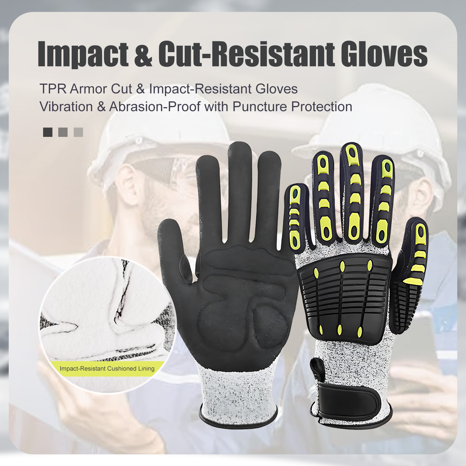 Impact & Cut-Resistant Work Gloves – TPR Armor HPPE Gloves for Construction, Snow Removal & Heavy Duty Tasks