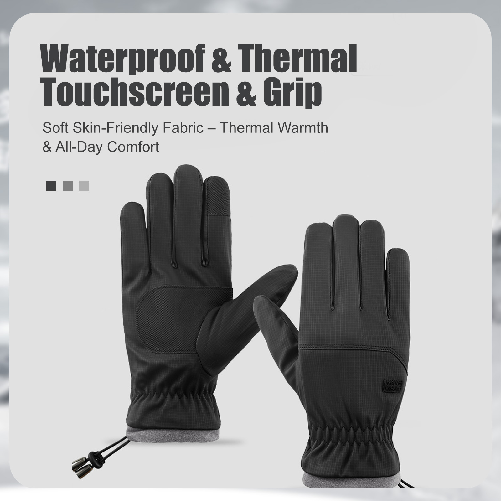 Waterproof Thermal Touchscreen Gloves – Windproof Anti-Slip Fleece Gloves for Winter Snow Removal & Outdoor Use