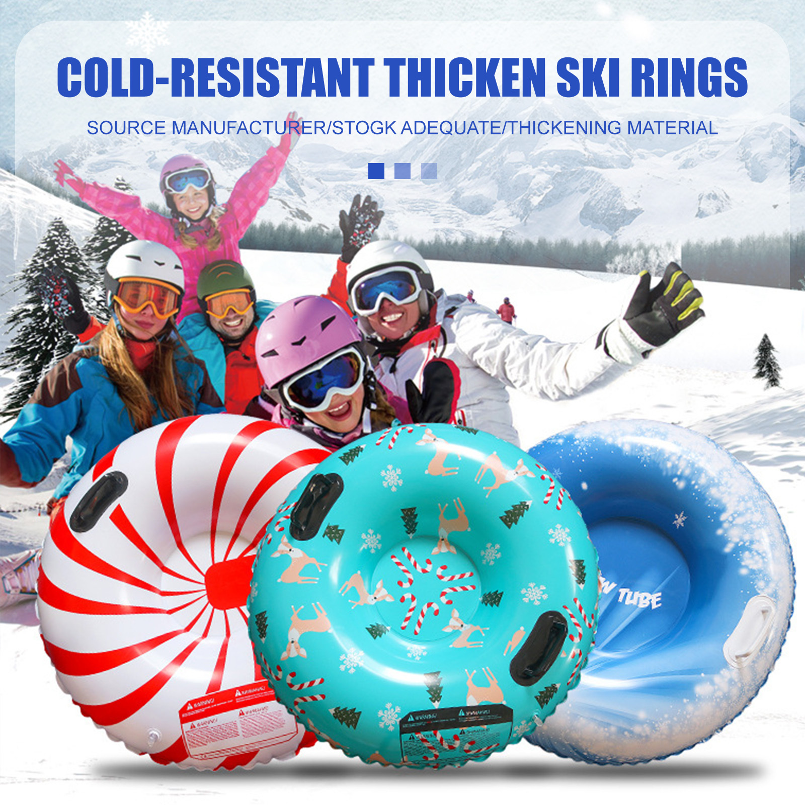 32.2in (82cm) Snowman-Themed Cold-Resistant Thickened PVC Snow Tube BTSS33M