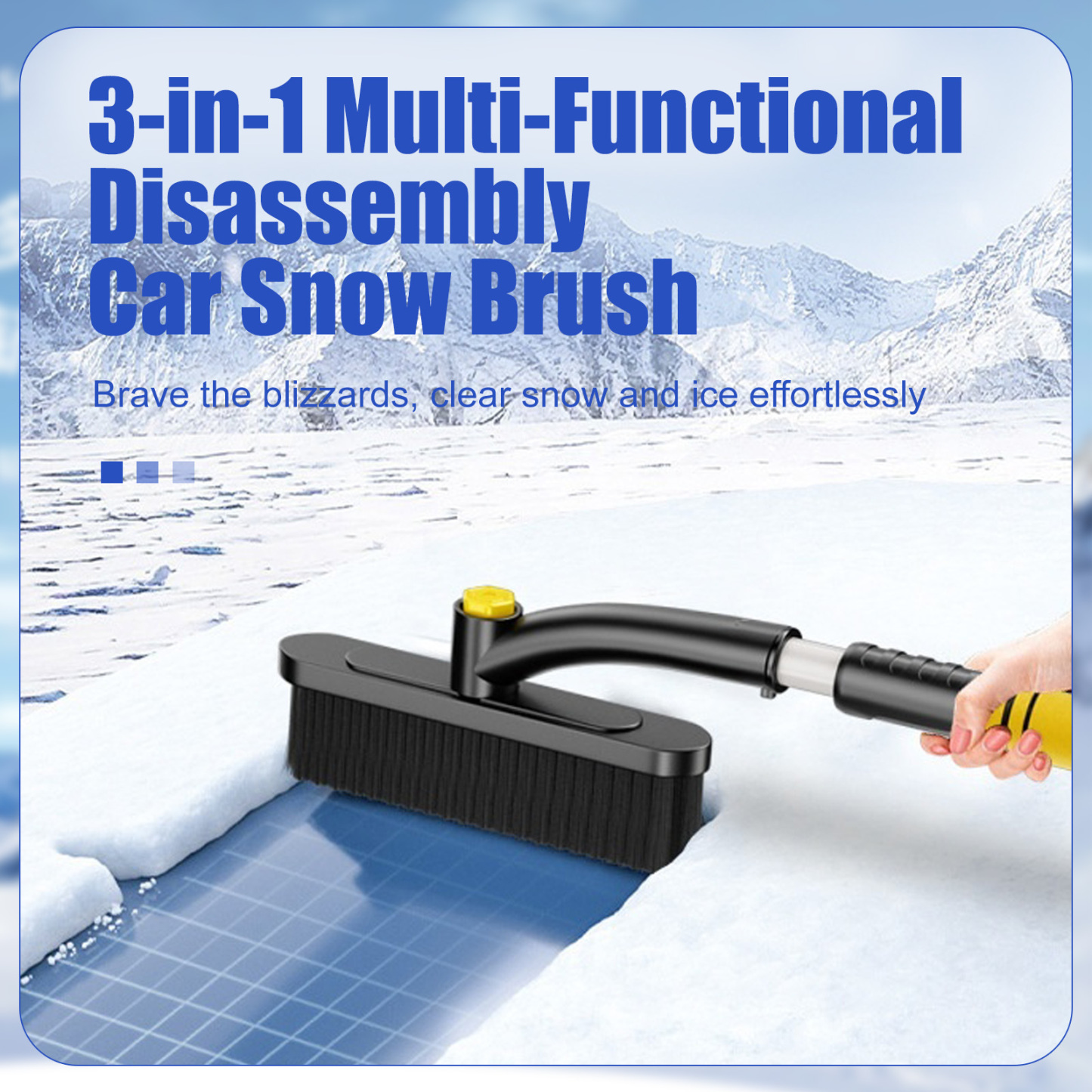 3-in-1 Telescopic Car Snow Brush - 360° Rotating Head & Paint-Safe Ice Scraper