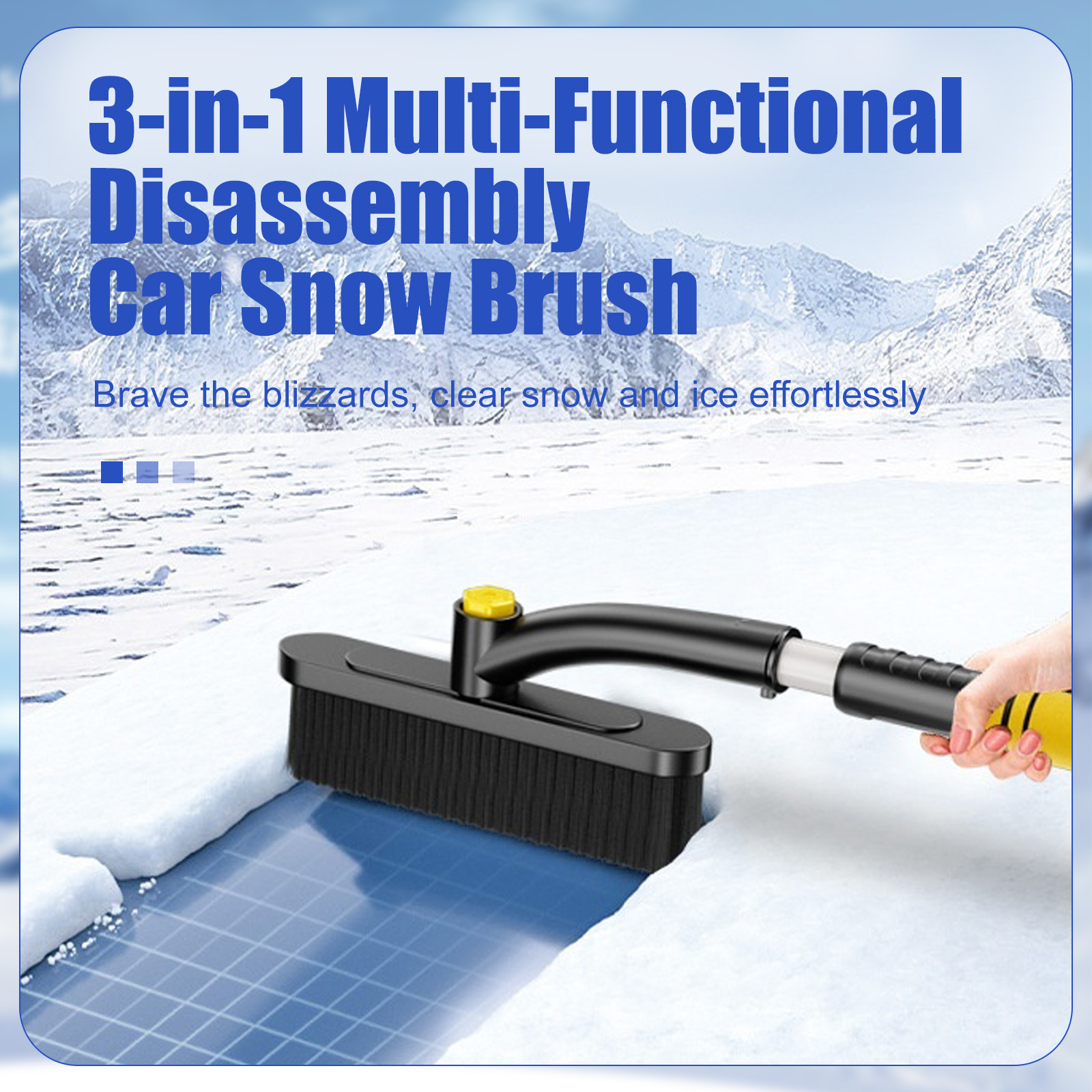3-in-1 Telescopic Car Snow Brush - 360° Rotating Head & Paint-Safe Ice Scraper