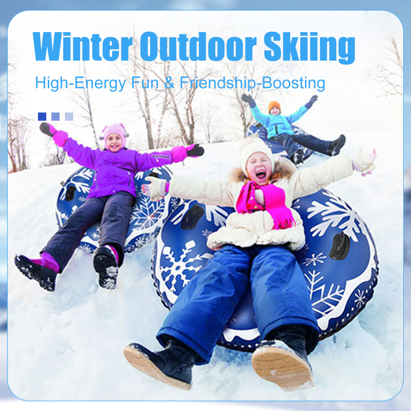 47in Heavy-Duty Snow Tube – Quick-Inflation Winter Sledding Tube for Family Fun