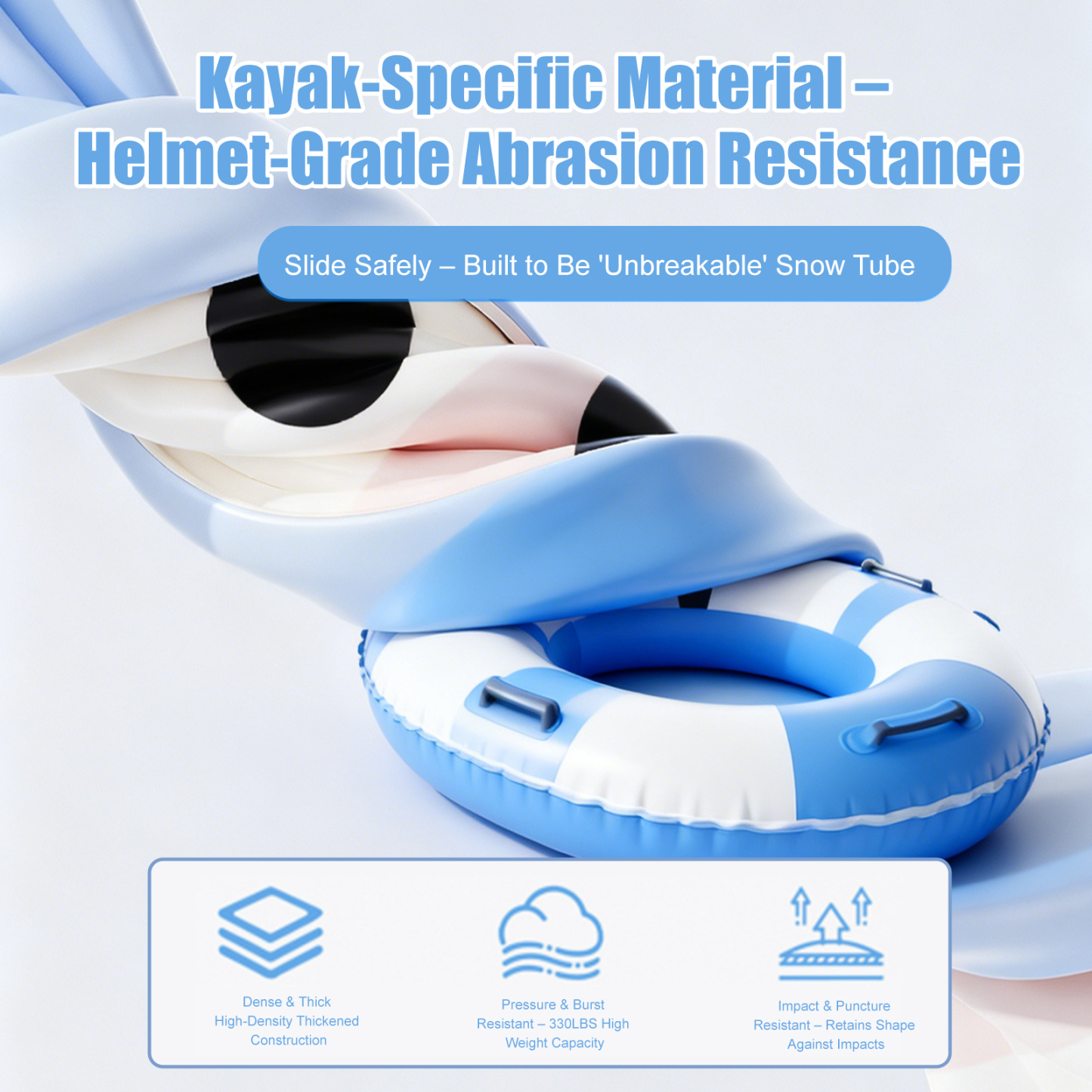 Bear-Shaped Large Backrest Snow Tube – Parent-Child Winter Sledding Tube with Quick Inflation