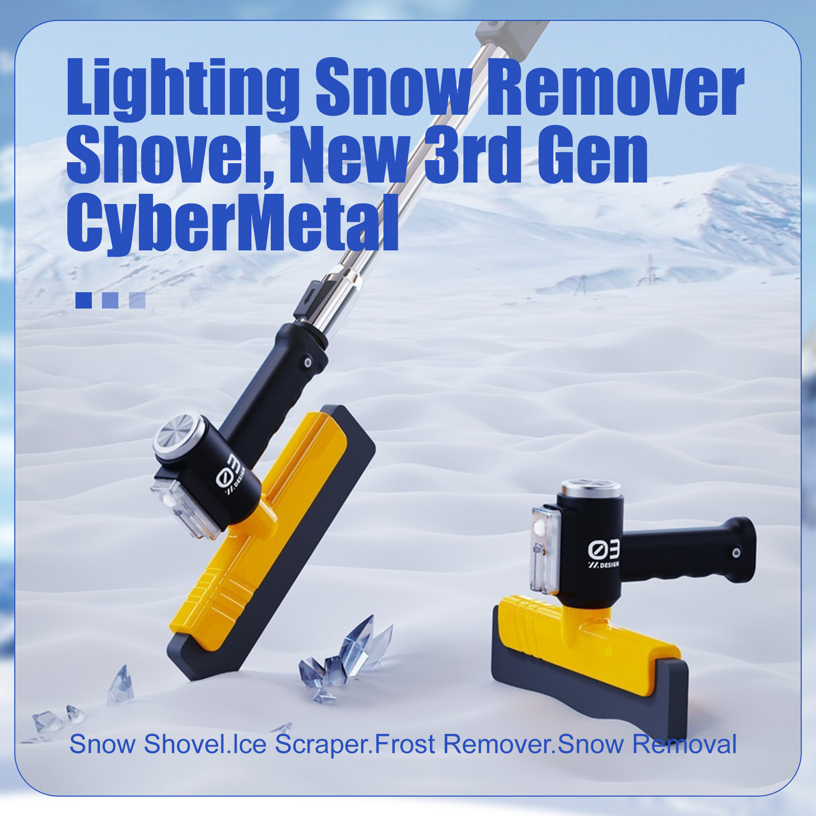 3-in-1 Telescopic Car Snow Brush with Light - 12-Speed Adjustable & 360° Rotating Head