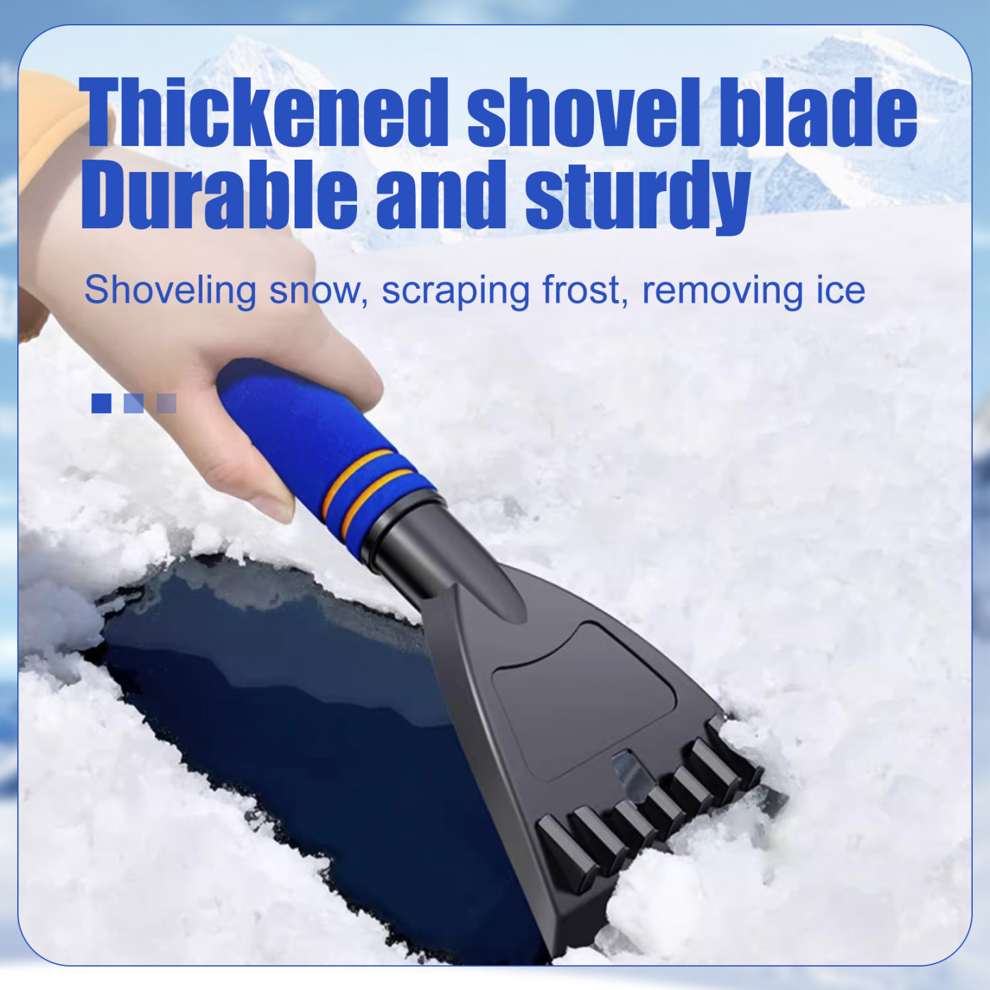 Car Snow Scraper - Thickened Non-Scratch Blade with Anti-Slip Foam Handle for Snow/Ice/Frost Removal