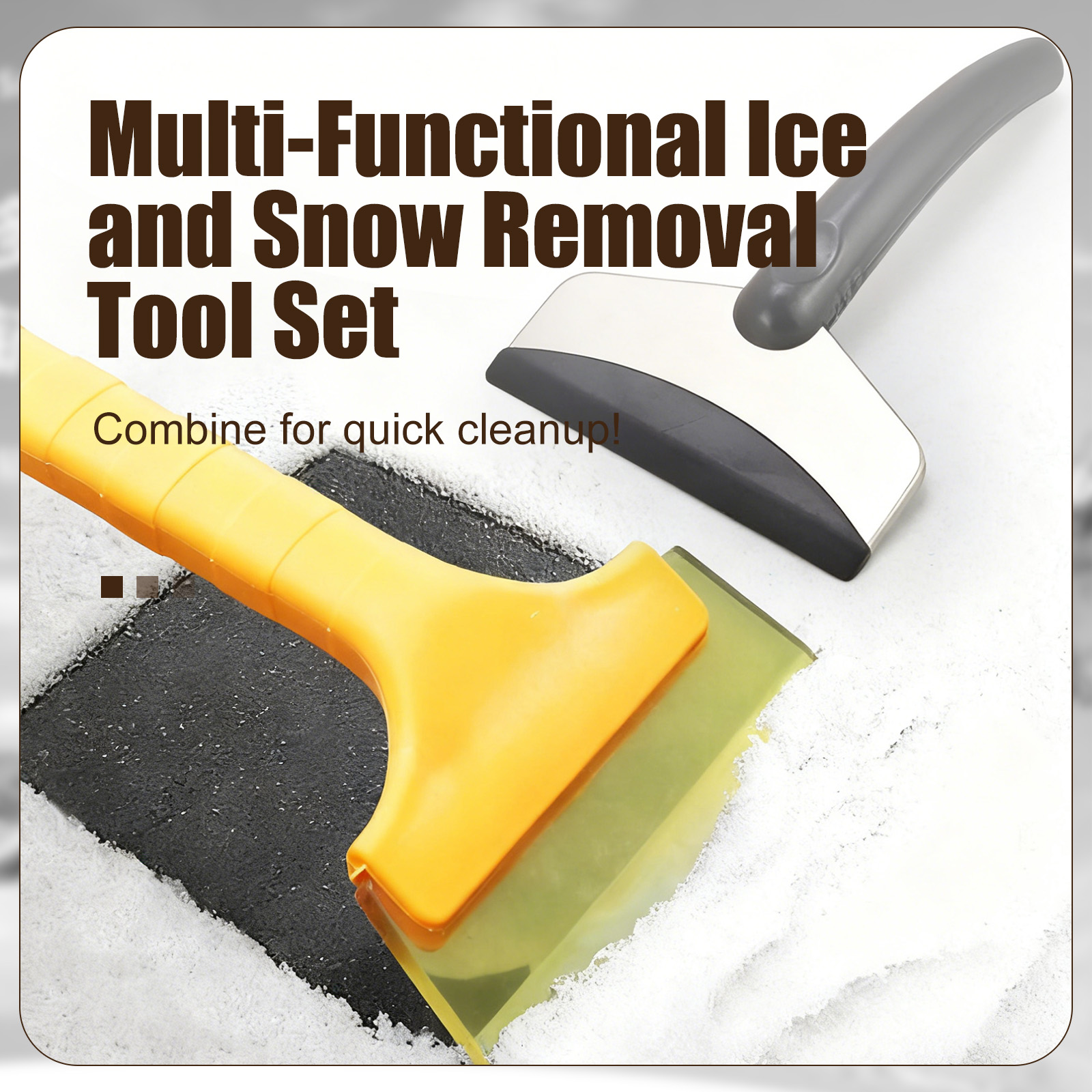 Multi-Functional Car Snow & Ice Removal Tool Set - Scratch-Free Rubber & Stainless Steel for Glass & Vehicle Body