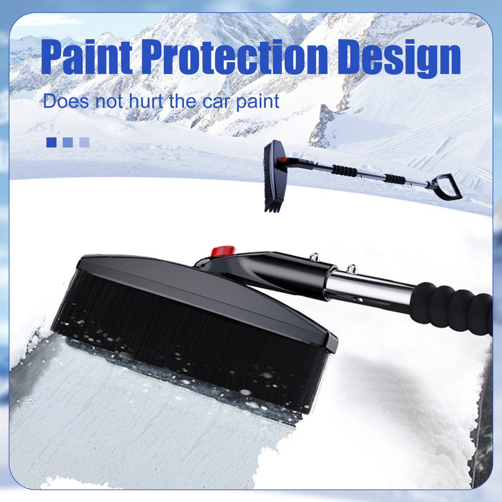 3-in-1 Detachable Snow Shovel & Ice Scraper - Telescopic Car Snow Brush for Driveway & Vehicle Winter Snow Removal Tools (Paint-Safe Design)