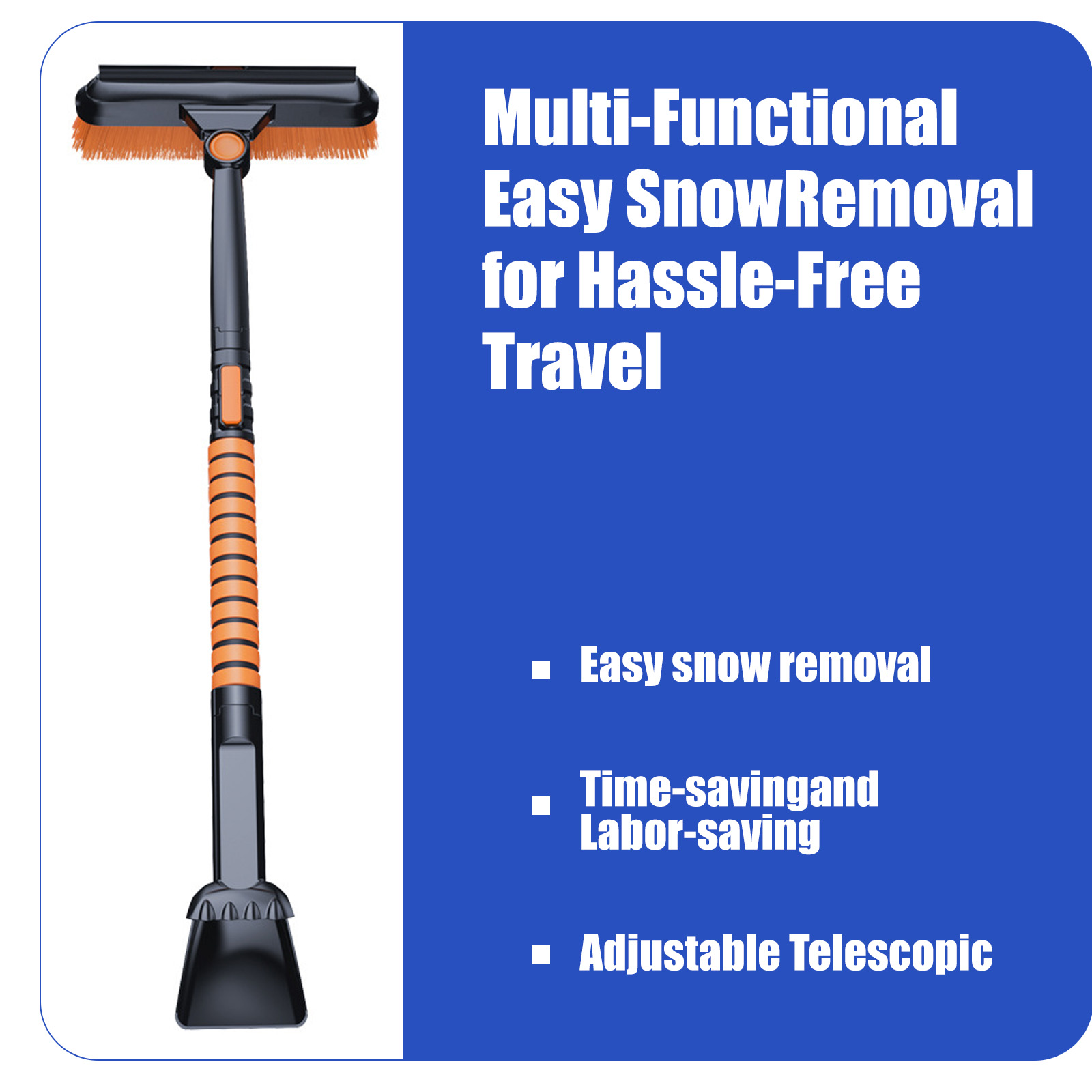 5-in-1 Detachable Snow Brush & Shovel - Telescopic Car Snow Removal Tool with 180° Rotating Head & EVA Grip for Driveway Winter Ice Clearance
