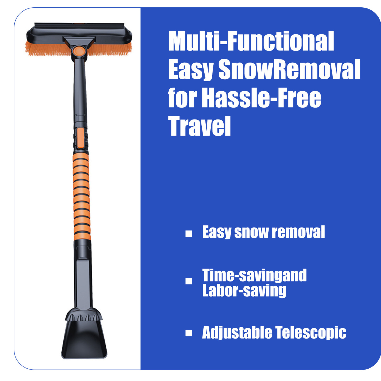 5-in-1 Detachable Snow Brush & Shovel - Telescopic Car Snow Removal Tool with 180° Rotating Head & EVA Grip for Driveway Winter Ice Clearance