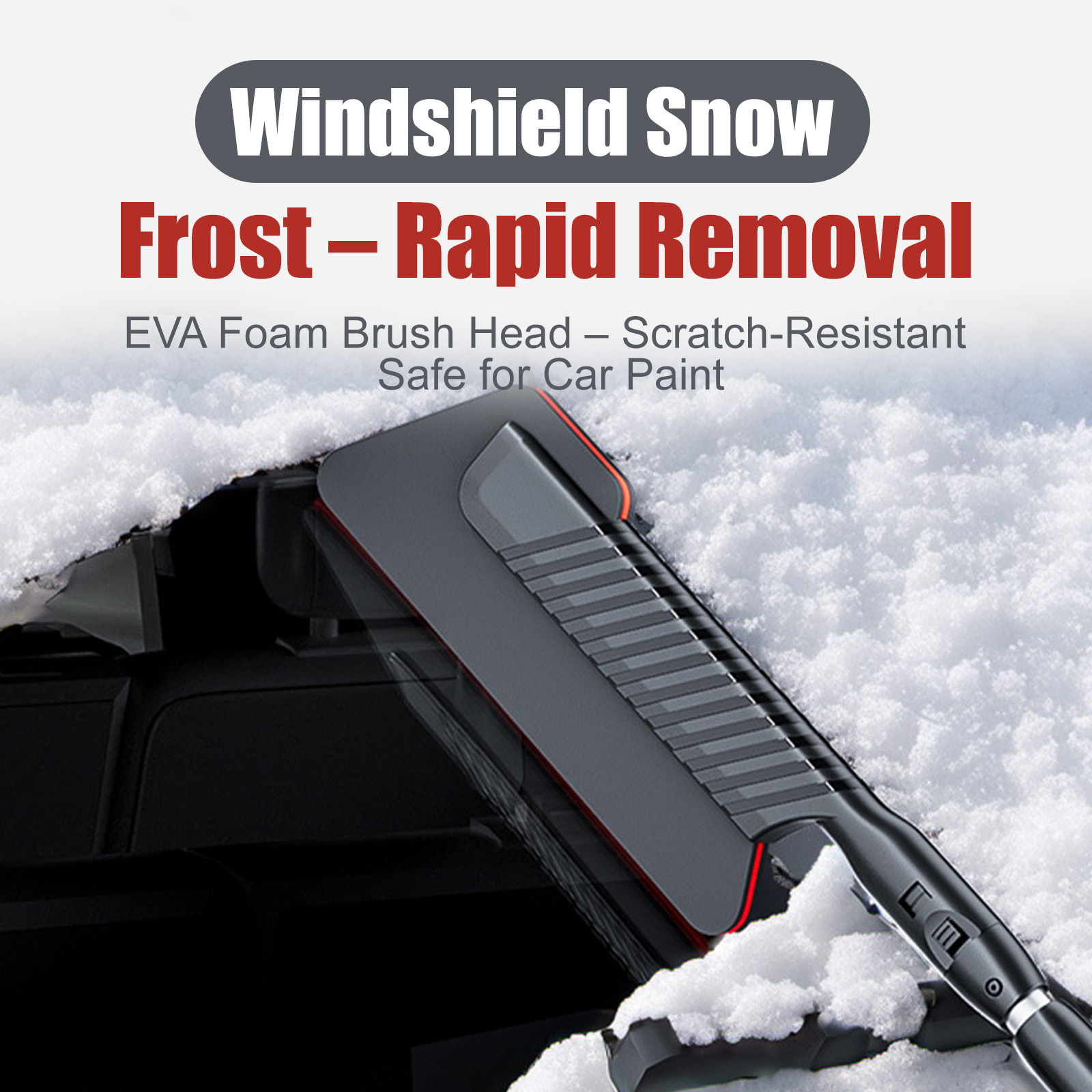 Telescoping 3-in-1 Car Snow Brush & Scraper - Scratch-Free EVA Head for Winter Vehicle Snow/Ice Removal