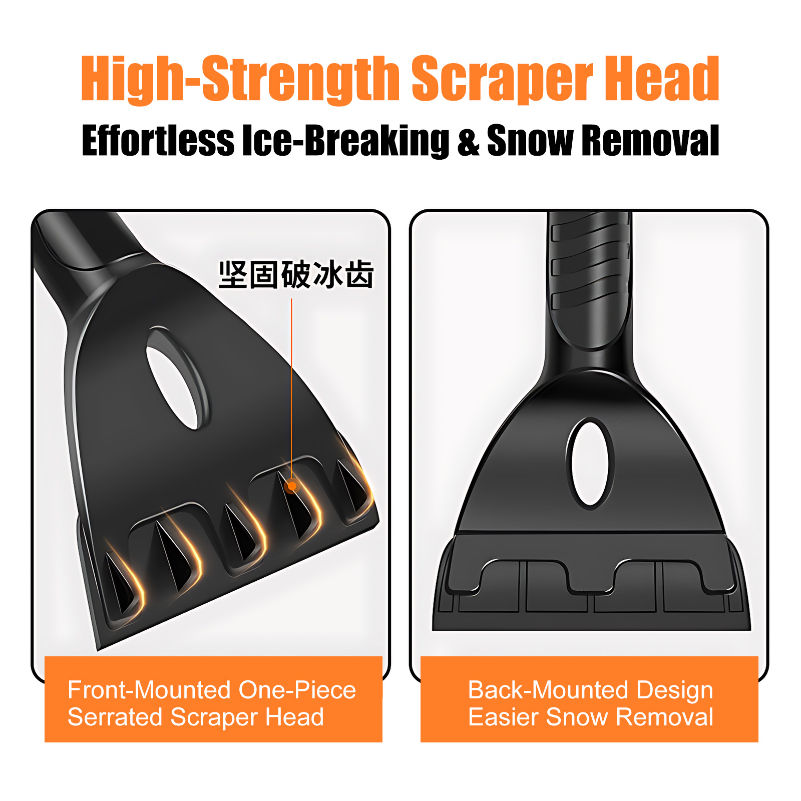 Car Snow Scraper Shovel – High-Strength Ice-Breaking Head with Non-Slip Foam Handle for Winter Vehicle Snow Removal
