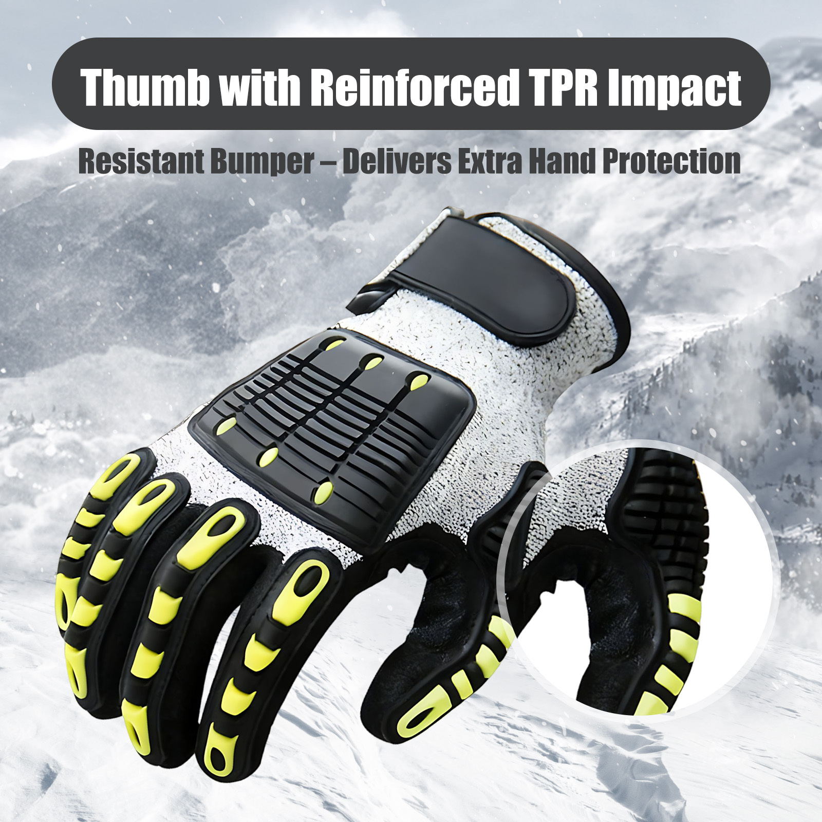 Impact & Cut-Resistant Work Gloves – TPR Armor HPPE Gloves for Construction, Snow Removal & Heavy Duty Tasks
