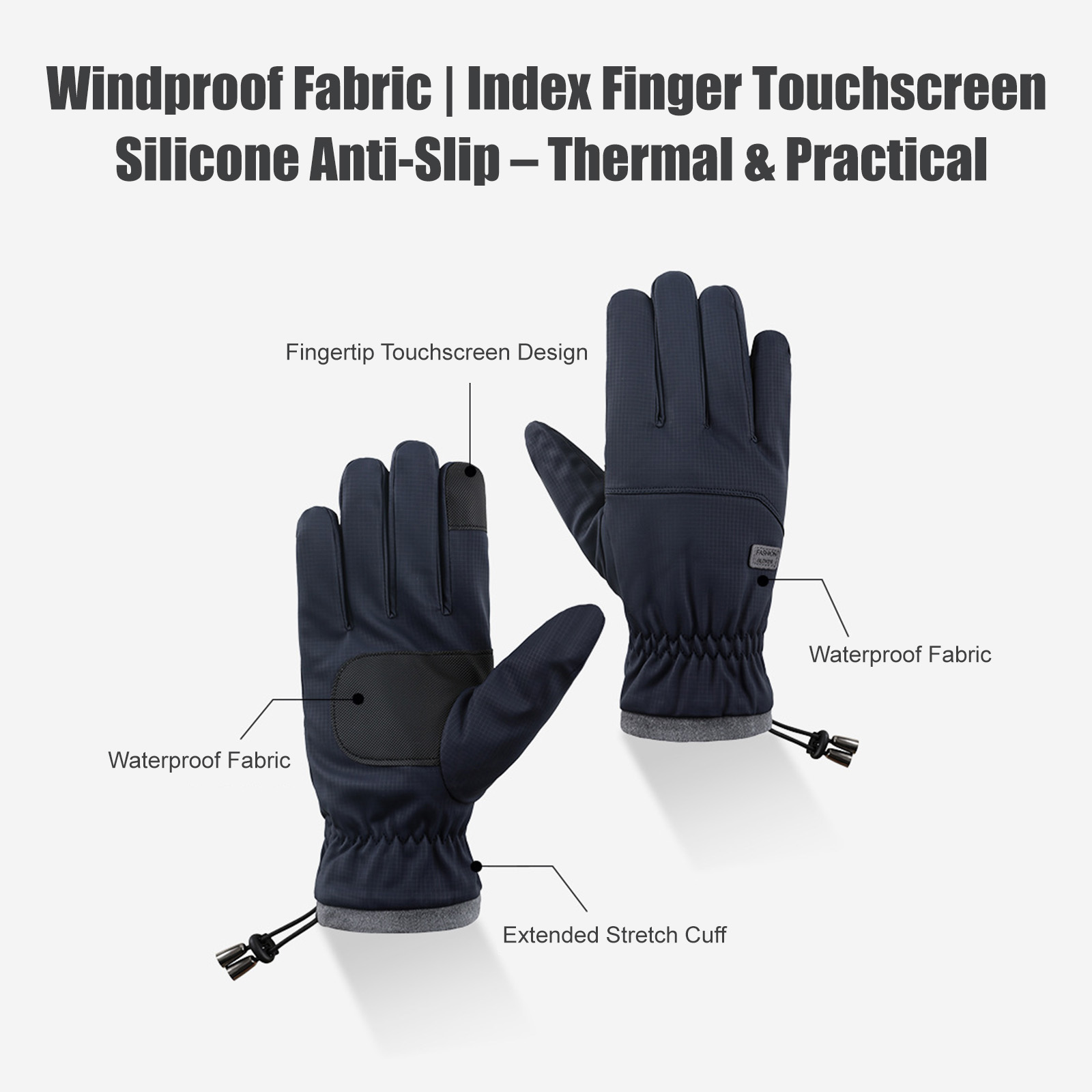 Waterproof Thermal Touchscreen Gloves – Windproof Anti-Slip Fleece Gloves for Winter Snow Removal & Outdoor Use
