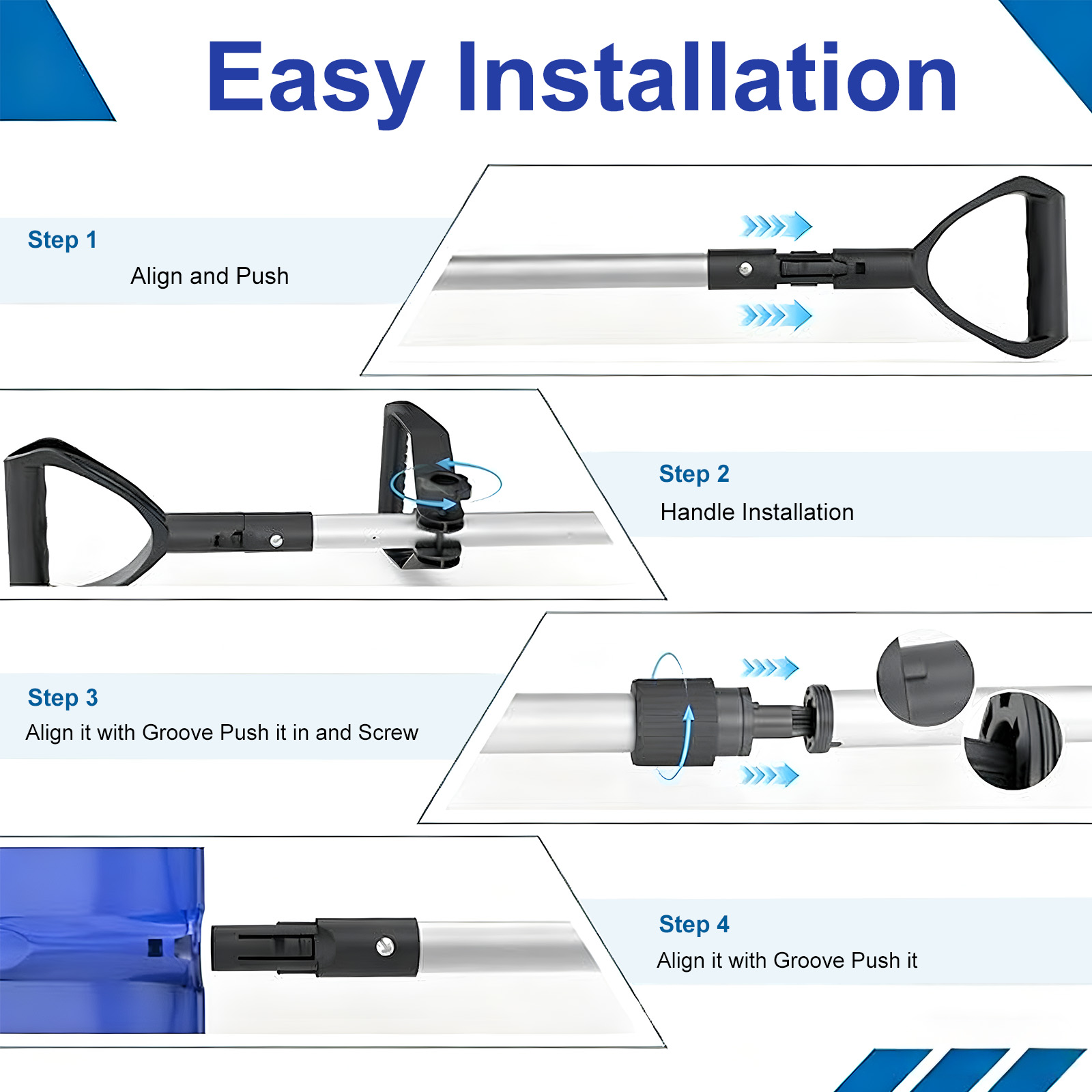 Ergonomic Aluminum Alloy Snow Shovel - Heavy Duty & Easy Assembly
