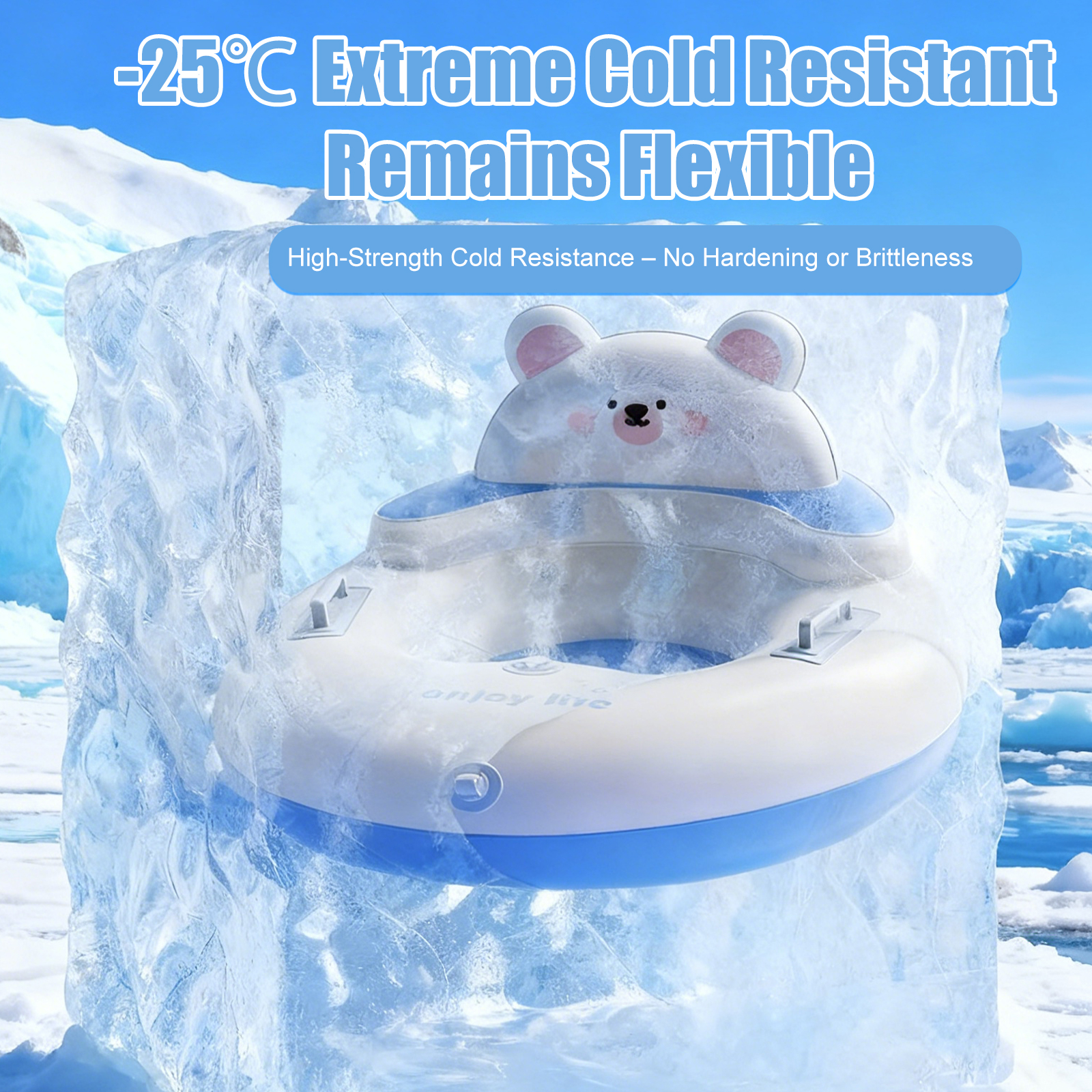 Bear-Shaped Large Backrest Snow Tube – Parent-Child Winter Sledding Tube with Quick Inflation