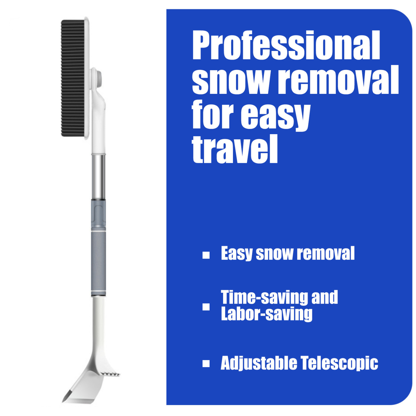 3-in-1 Telescopic Snow Brush & Ice Scraper - 360° Rotating Head Car Snow Removal Tool