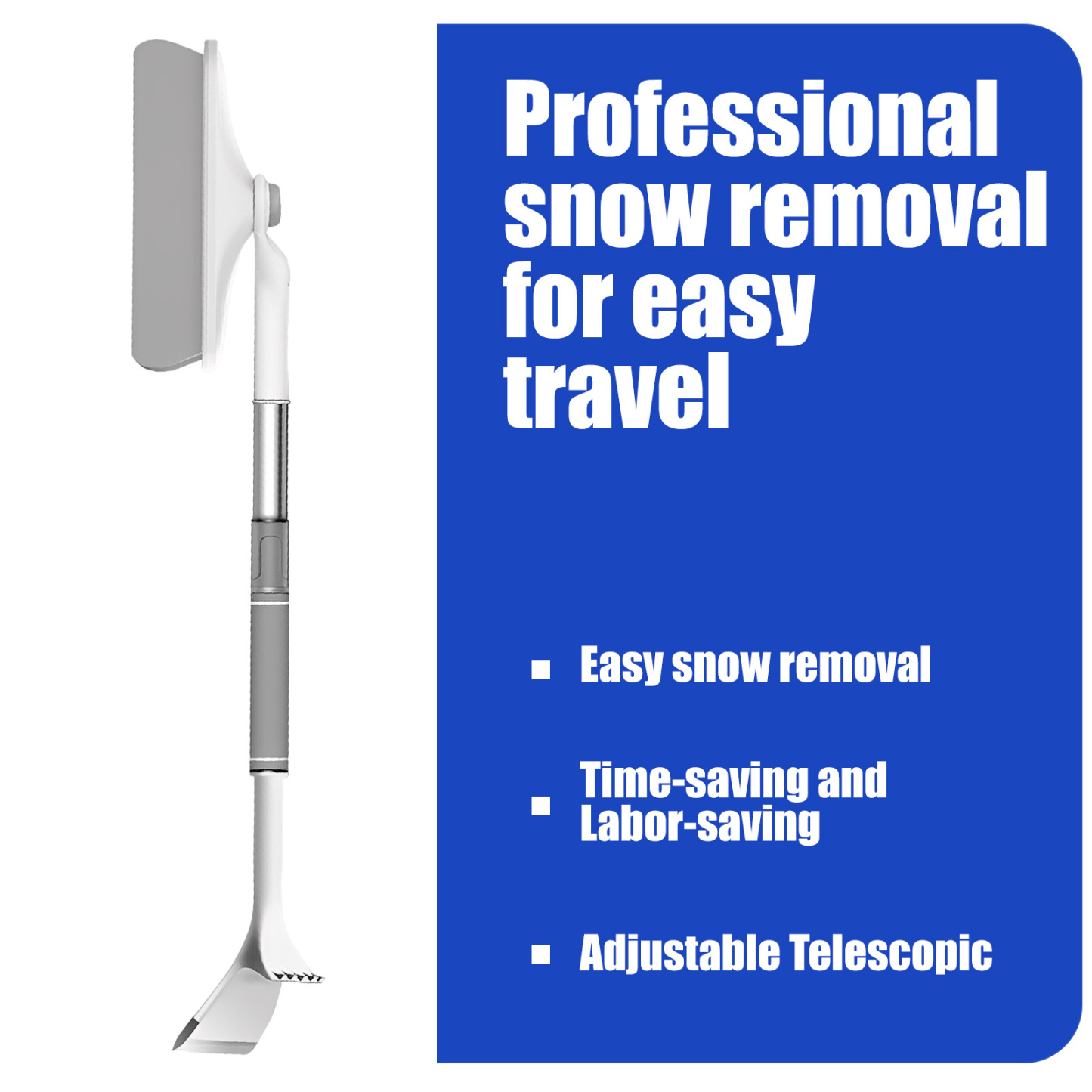 3-in-1 Telescopic Car Snow Removal Tool - Soft Sponge Head Snow Brush & Ice Scraper