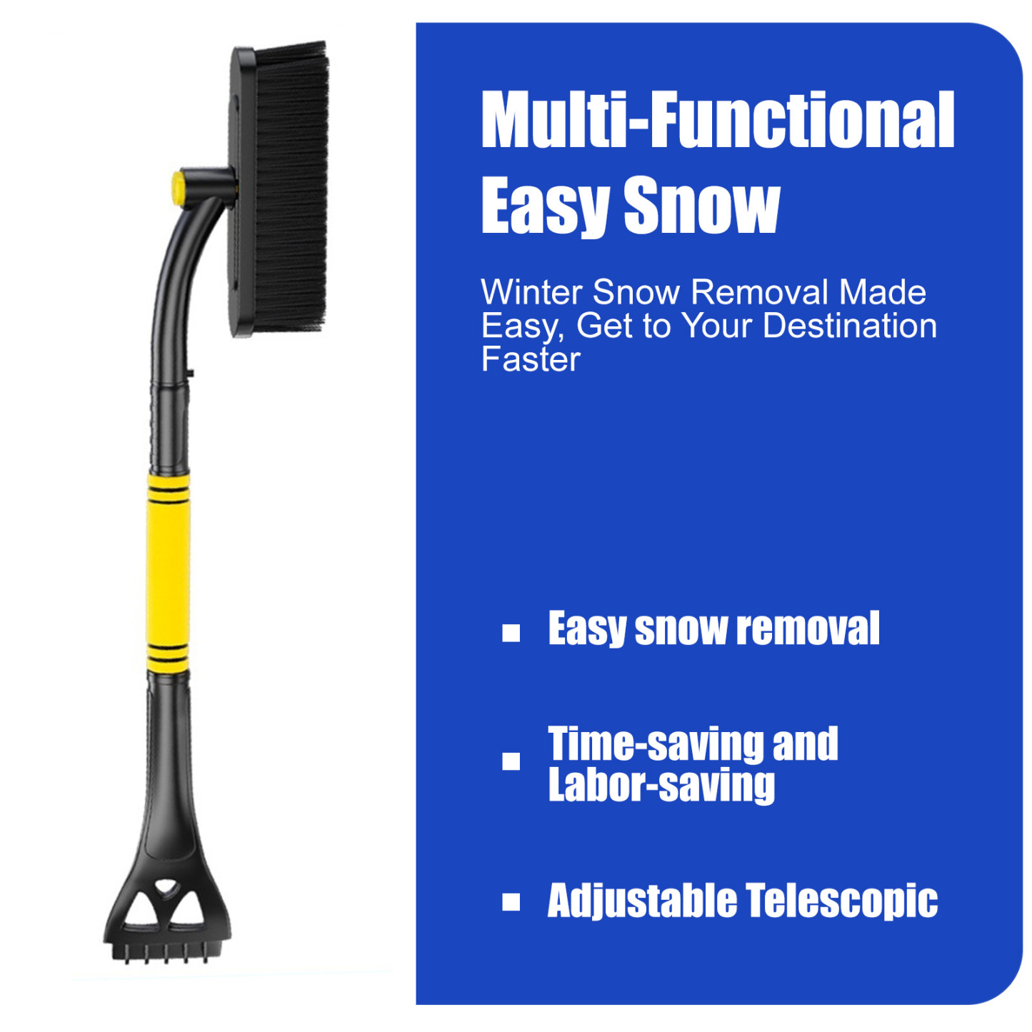 3-in-1 Telescopic Car Snow Brush - 360° Rotating Head & Paint-Safe Ice Scraper