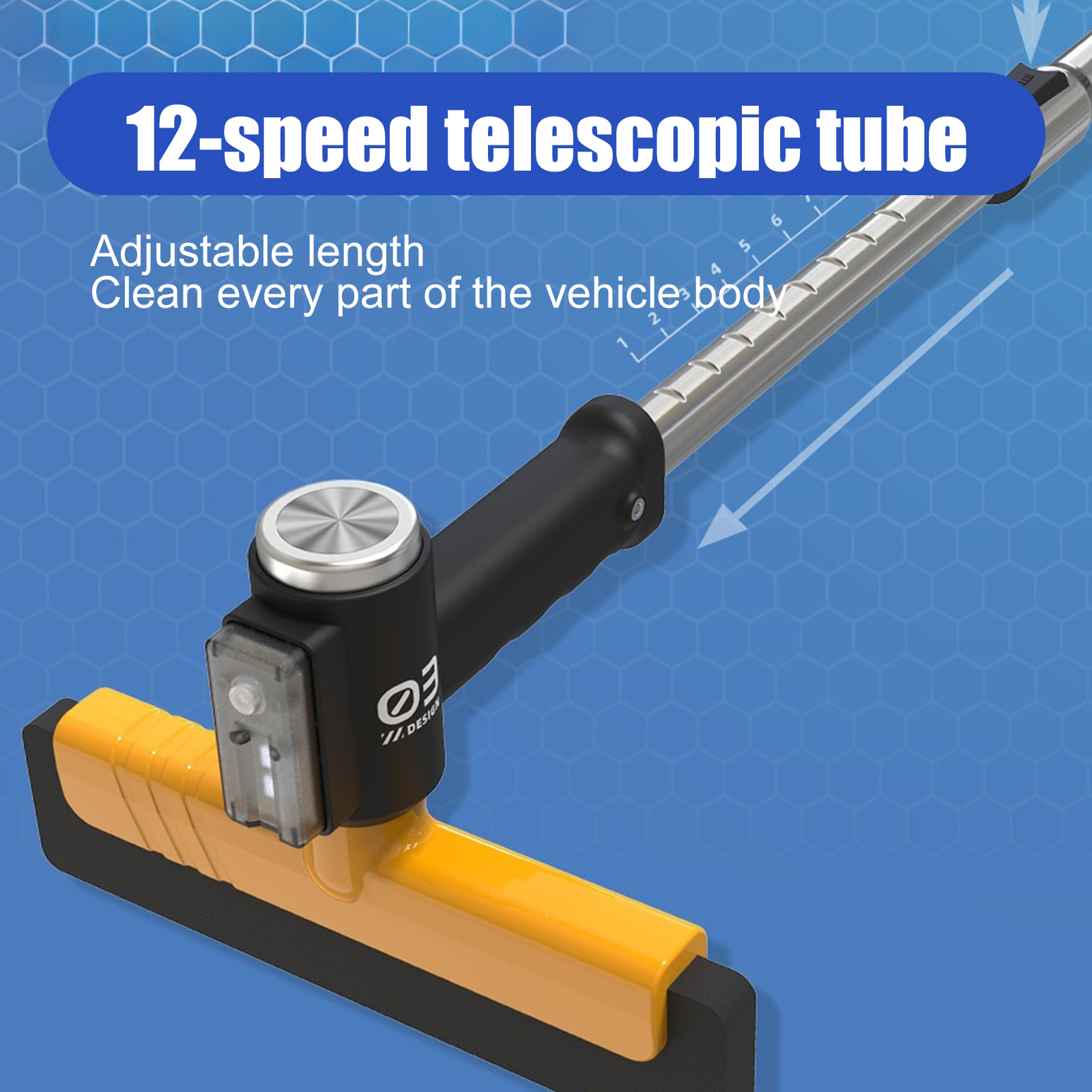 3-in-1 Telescopic Car Snow Brush with Light - 12-Speed Adjustable & 360° Rotating Head