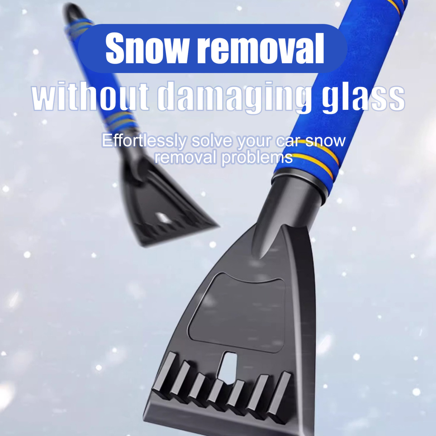 Car Snow Scraper - Thickened Non-Scratch Blade with Anti-Slip Foam Handle for Snow/Ice/Frost Removal