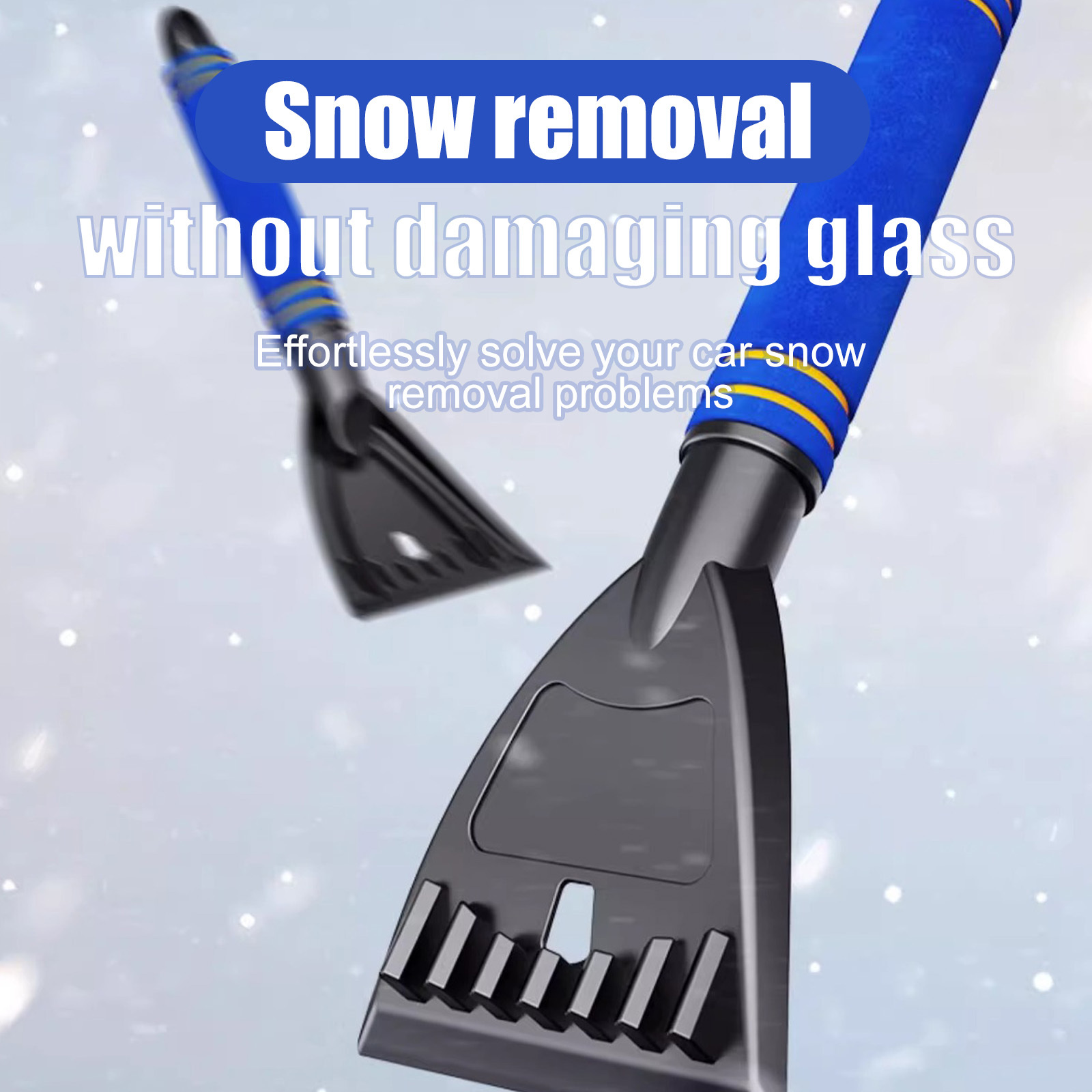 Car Snow Scraper - Thickened Non-Scratch Blade with Anti-Slip Foam Handle for Snow/Ice/Frost Removal