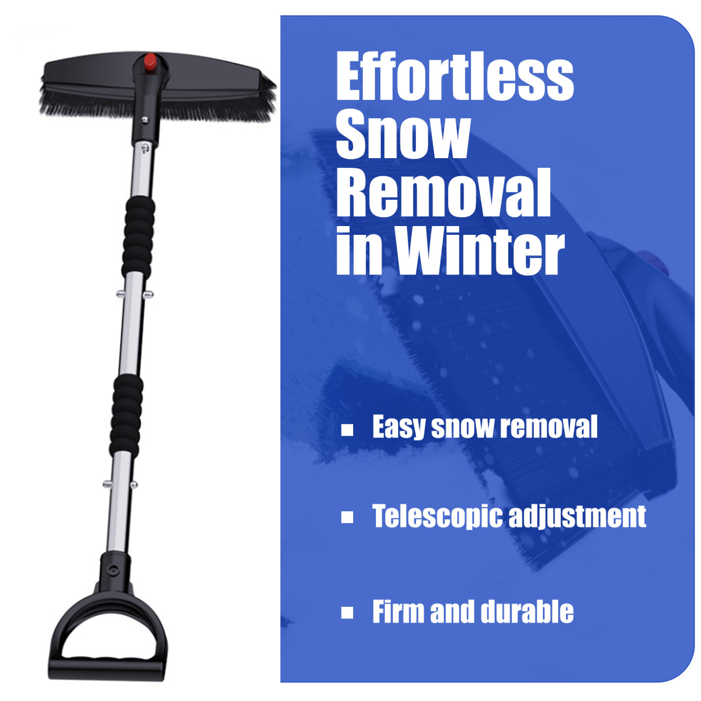 3-in-1 Detachable Snow Shovel & Ice Scraper - Telescopic Car Snow Brush for Driveway & Vehicle Winter Snow Removal Tools (Paint-Safe Design)