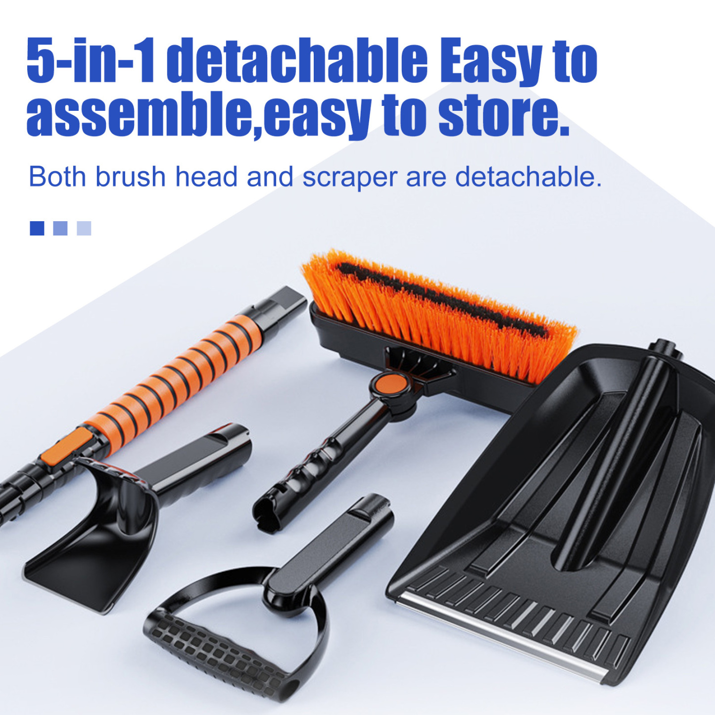 5-in-1 Detachable Snow Brush & Shovel - Telescopic Car Snow Removal Tool with 180° Rotating Head & EVA Grip for Driveway Winter Ice Clearance