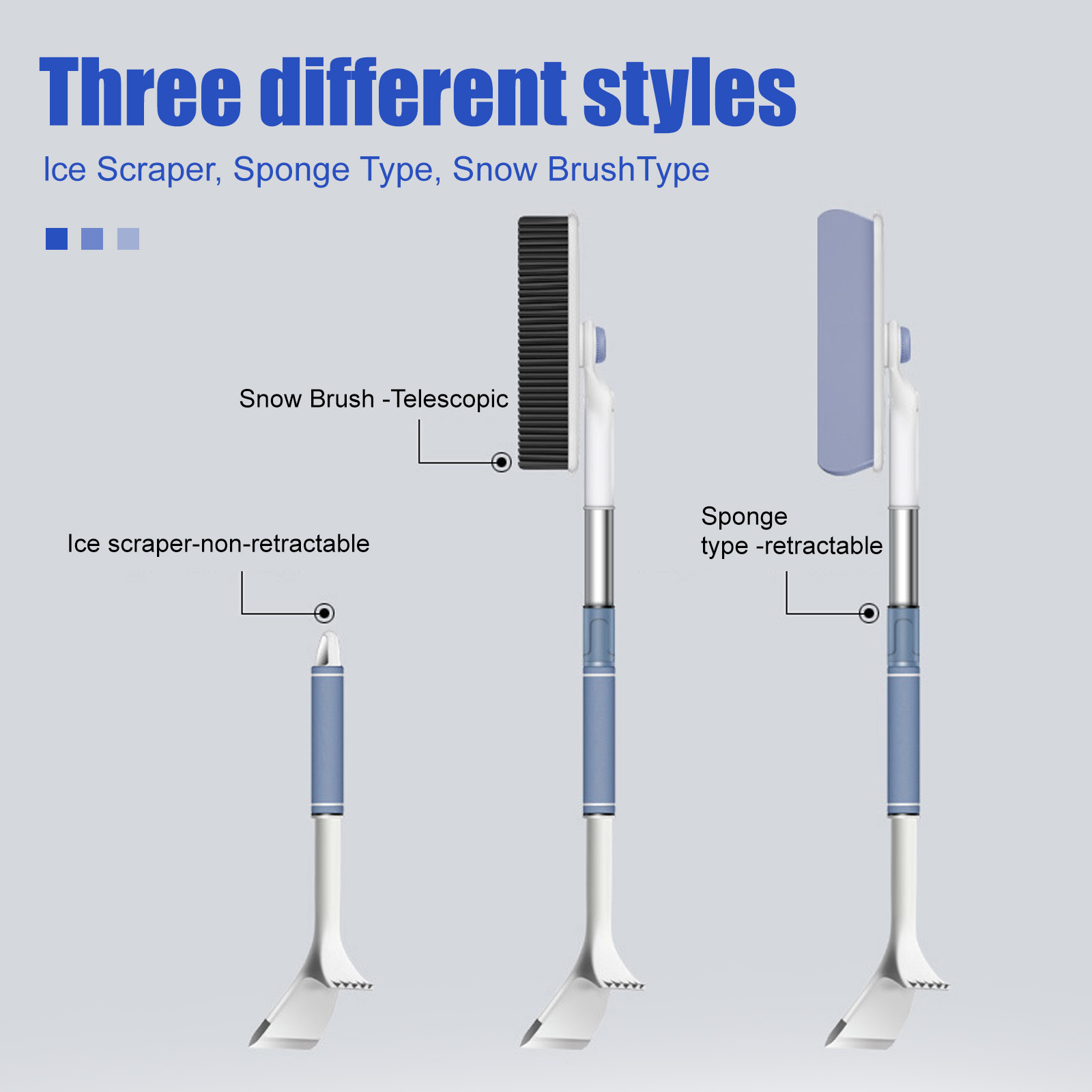 3-in-1 Telescopic Car Snow Removal Tool - Soft Sponge Head Snow Brush & Ice Scraper
