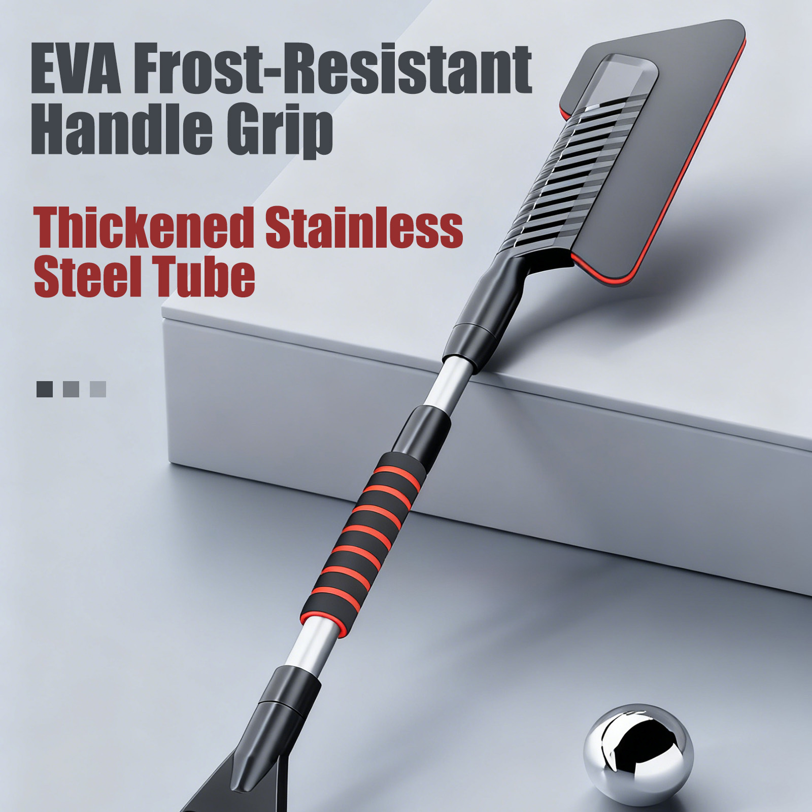 Telescoping 3-in-1 Car Snow Brush & Scraper - Scratch-Free EVA Head for Winter Vehicle Snow/Ice Removal