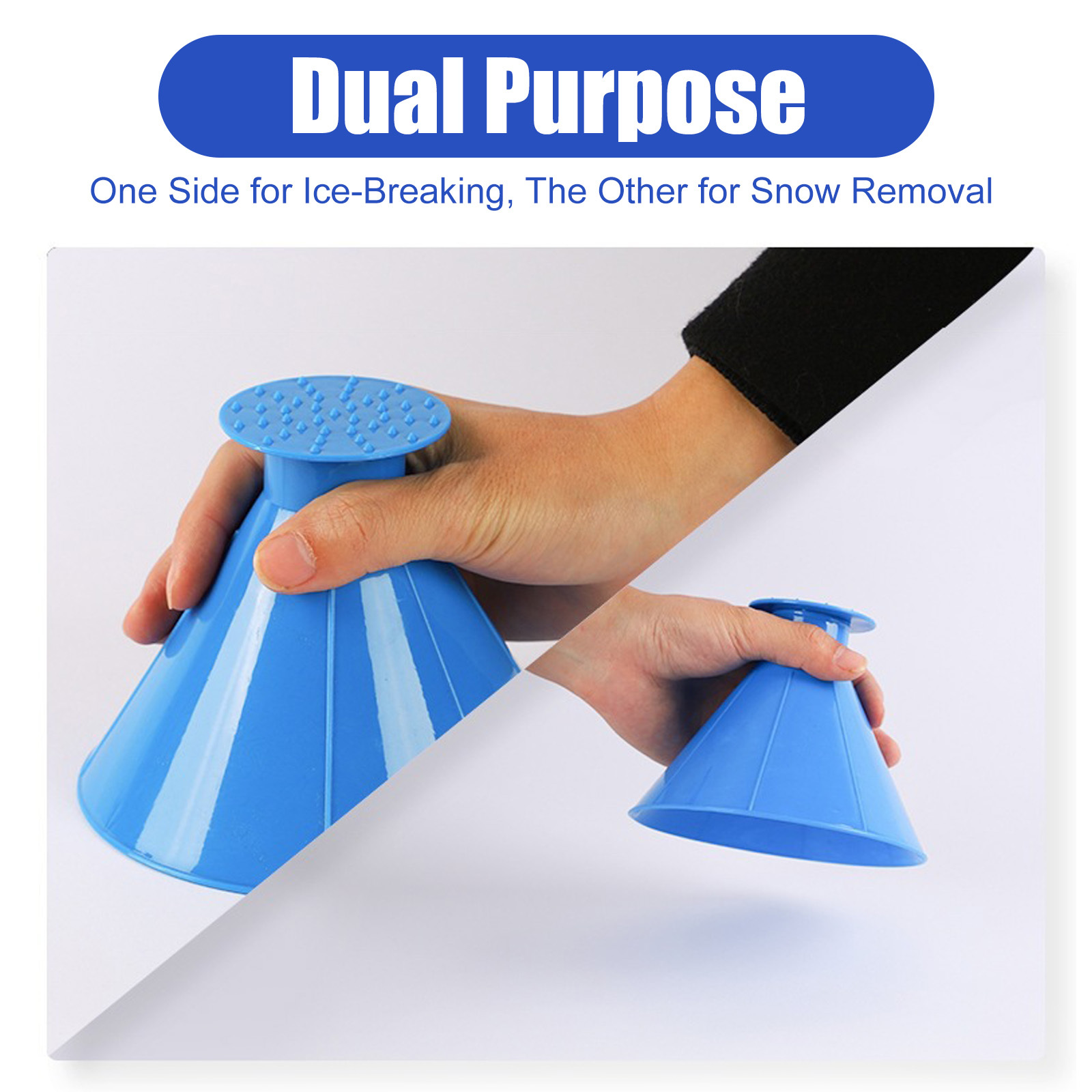 Dual-Purpose Car Snow & Ice Tool – Thickened Plastic Ice Breaker & Scratch-Free Snow Scraper
