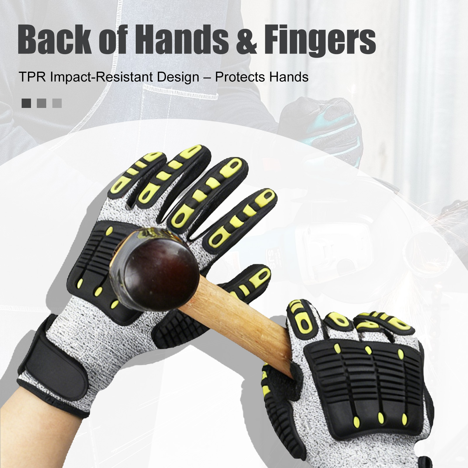 Impact & Cut-Resistant Work Gloves – TPR Armor HPPE Gloves for Construction, Snow Removal & Heavy Duty Tasks