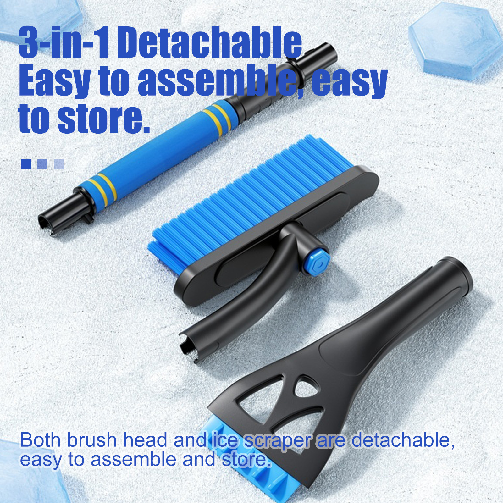 3-in-1 Telescopic Car Snow Brush - 360° Rotating Head & Paint-Safe Ice Scraper
