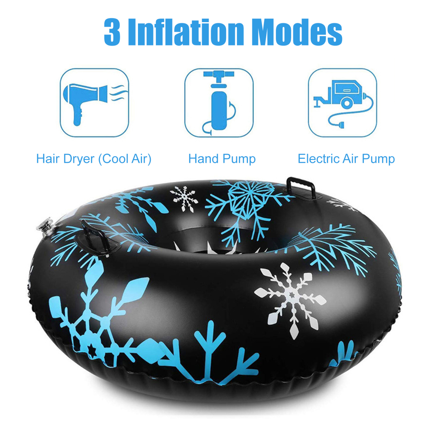 47in Heavy-Duty Snow Tube – Quick-Inflation Winter Sledding Tube for Family Fun