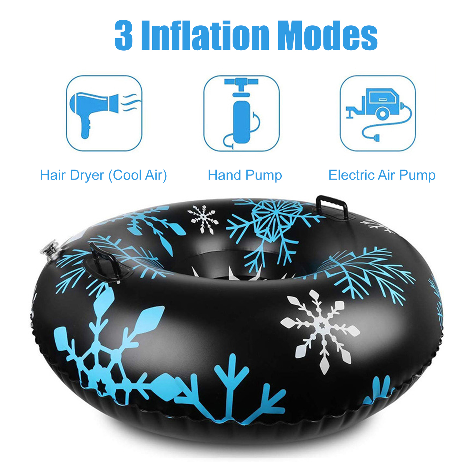 47in Heavy-Duty Snow Tube – Quick-Inflation Winter Sledding Tube for Family Fun