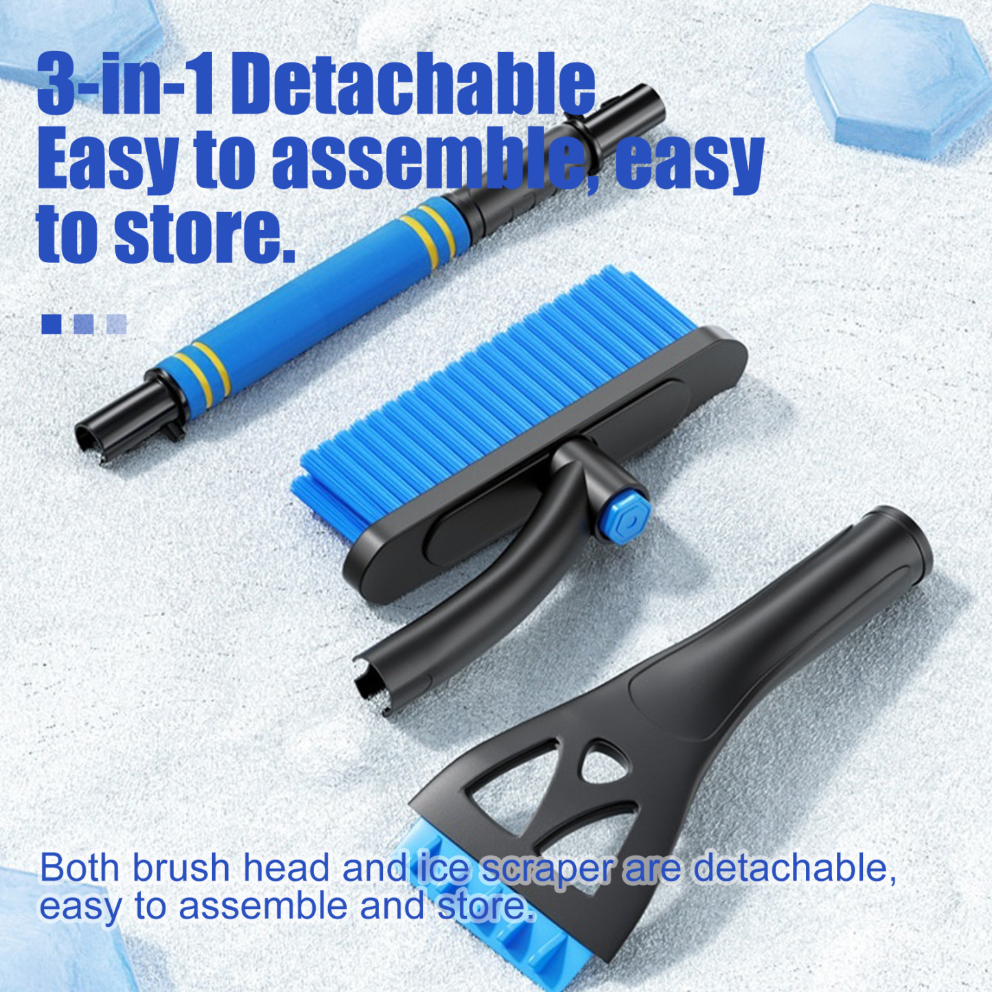 3-in-1 Telescopic Car Snow Brush - 360° Rotating Head & Paint-Safe Ice Scraper
