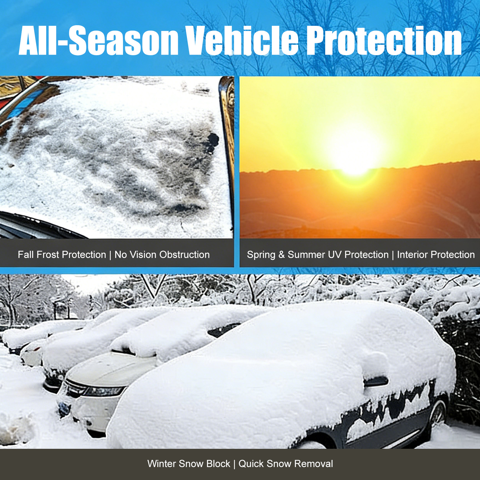 2-in-1 Car Windshield Cover: All-Season Sunshade & Snow Shield for Auto Front Window