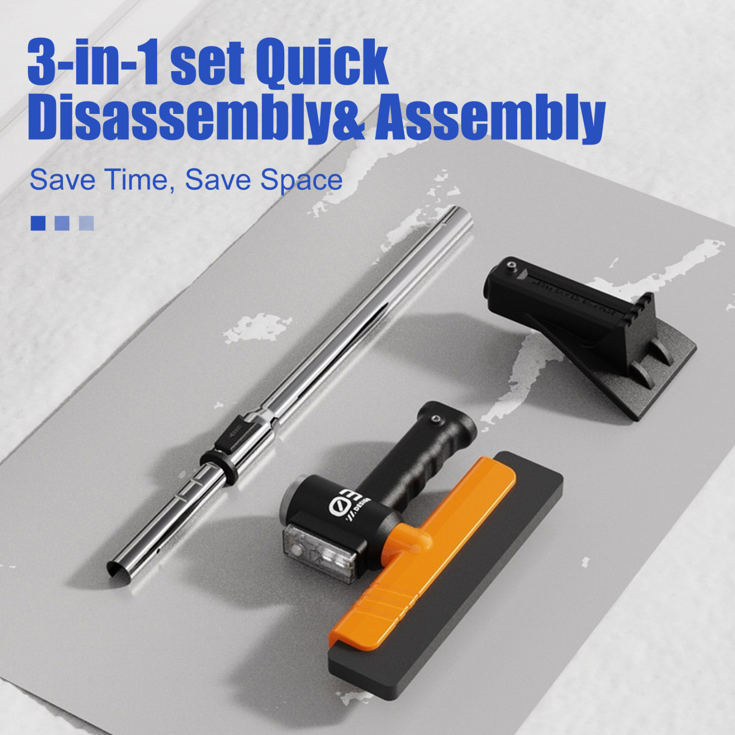 3-in-1 Telescopic Car Snow Brush - 360° Rotating Head & 5-Tine Ice Shovel (Non-Illuminated)