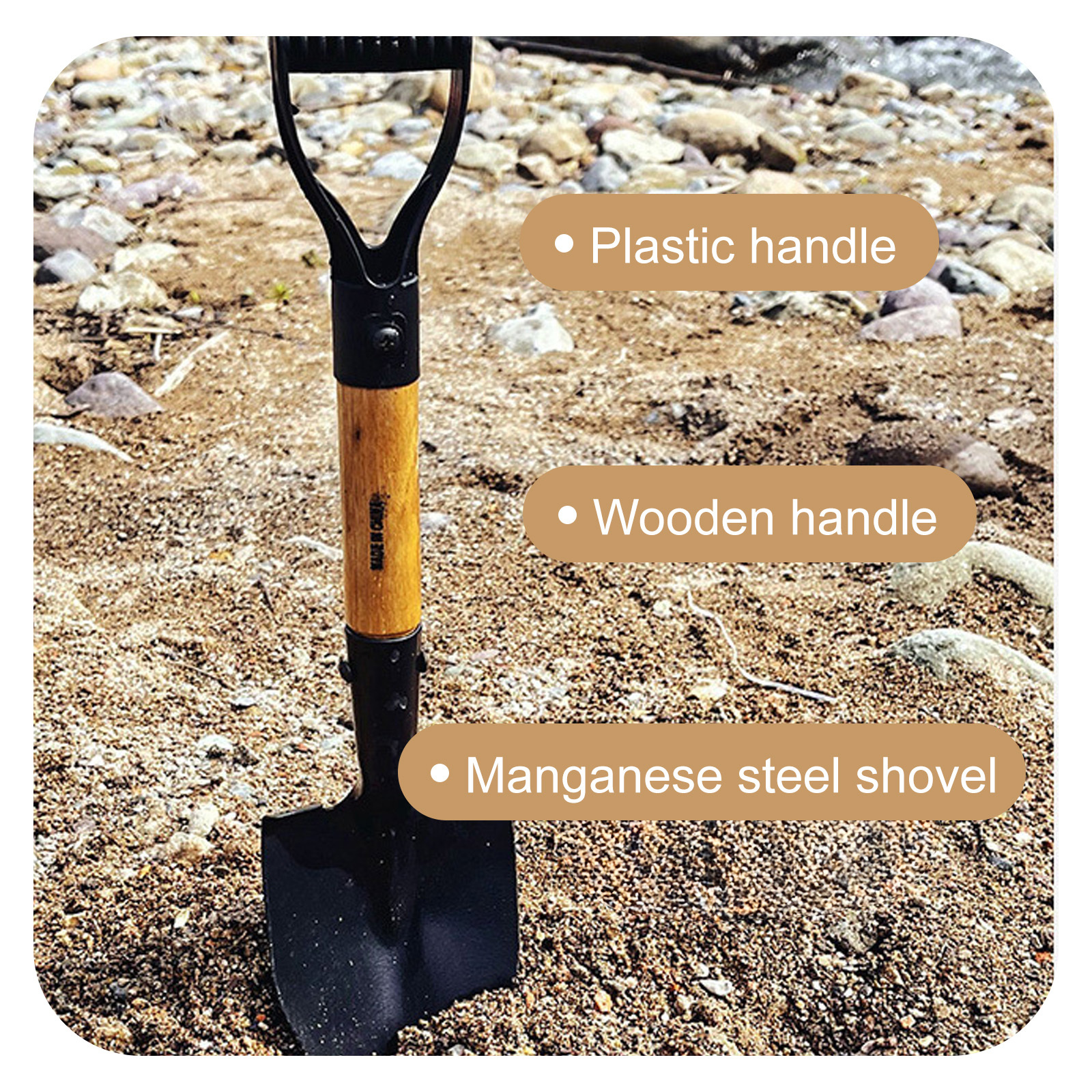 Mini Kids Shovel (14.1in) - Manganese Steel for Snow Shoveling, Gardening & Outdoor Play
