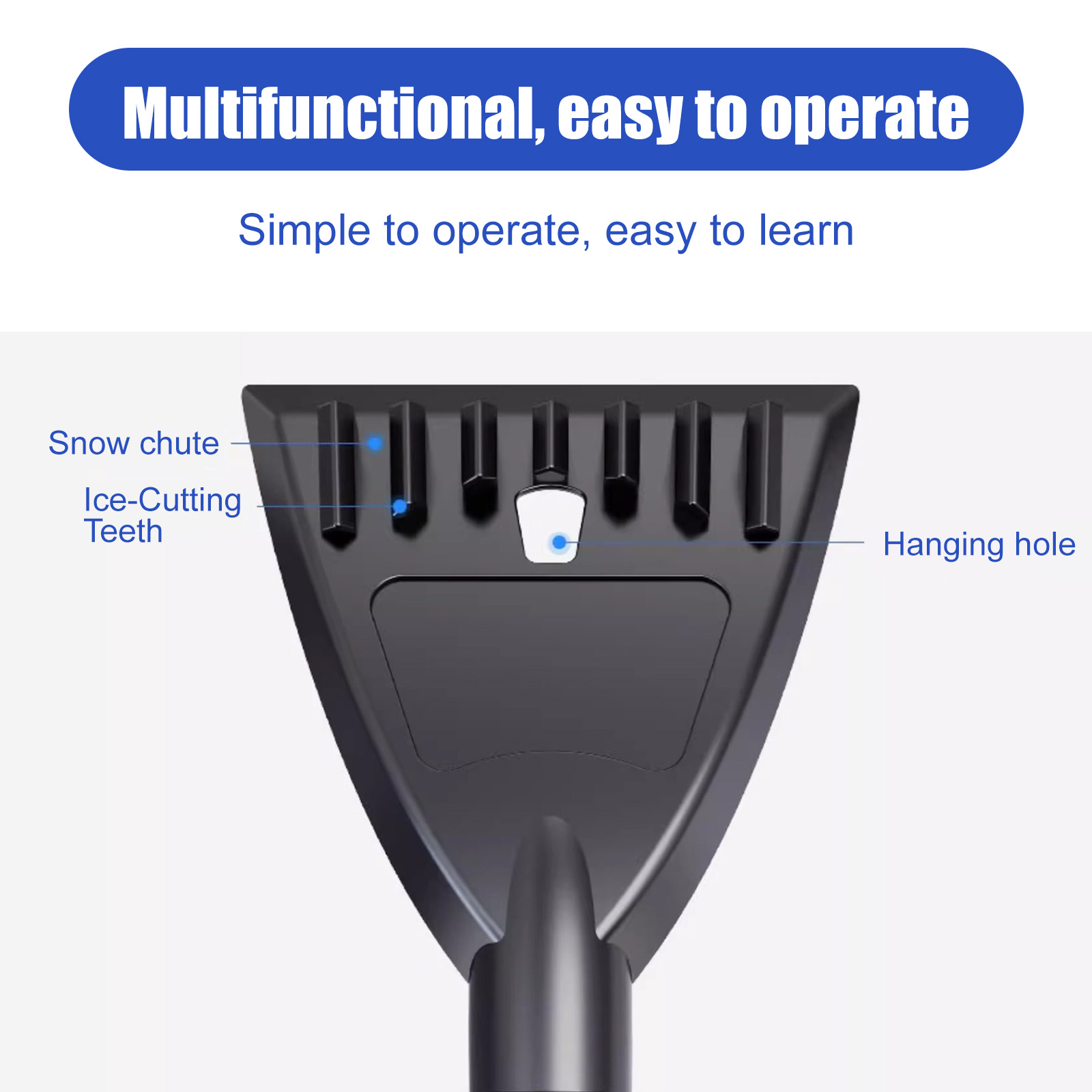Car Snow Scraper - Thickened Non-Scratch Blade with Anti-Slip Foam Handle for Snow/Ice/Frost Removal