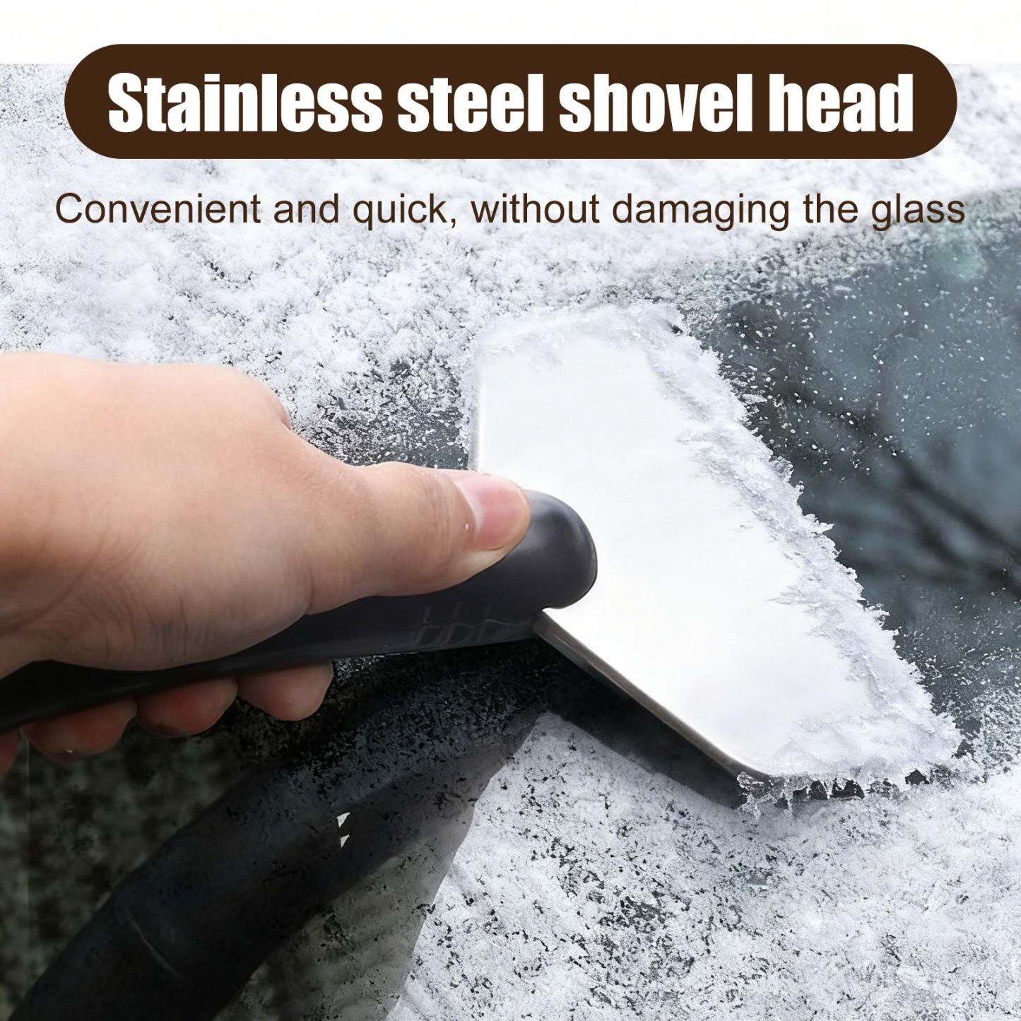 Multi-Functional Car Snow & Ice Removal Tool Set - Scratch-Free Rubber & Stainless Steel for Glass & Vehicle Body