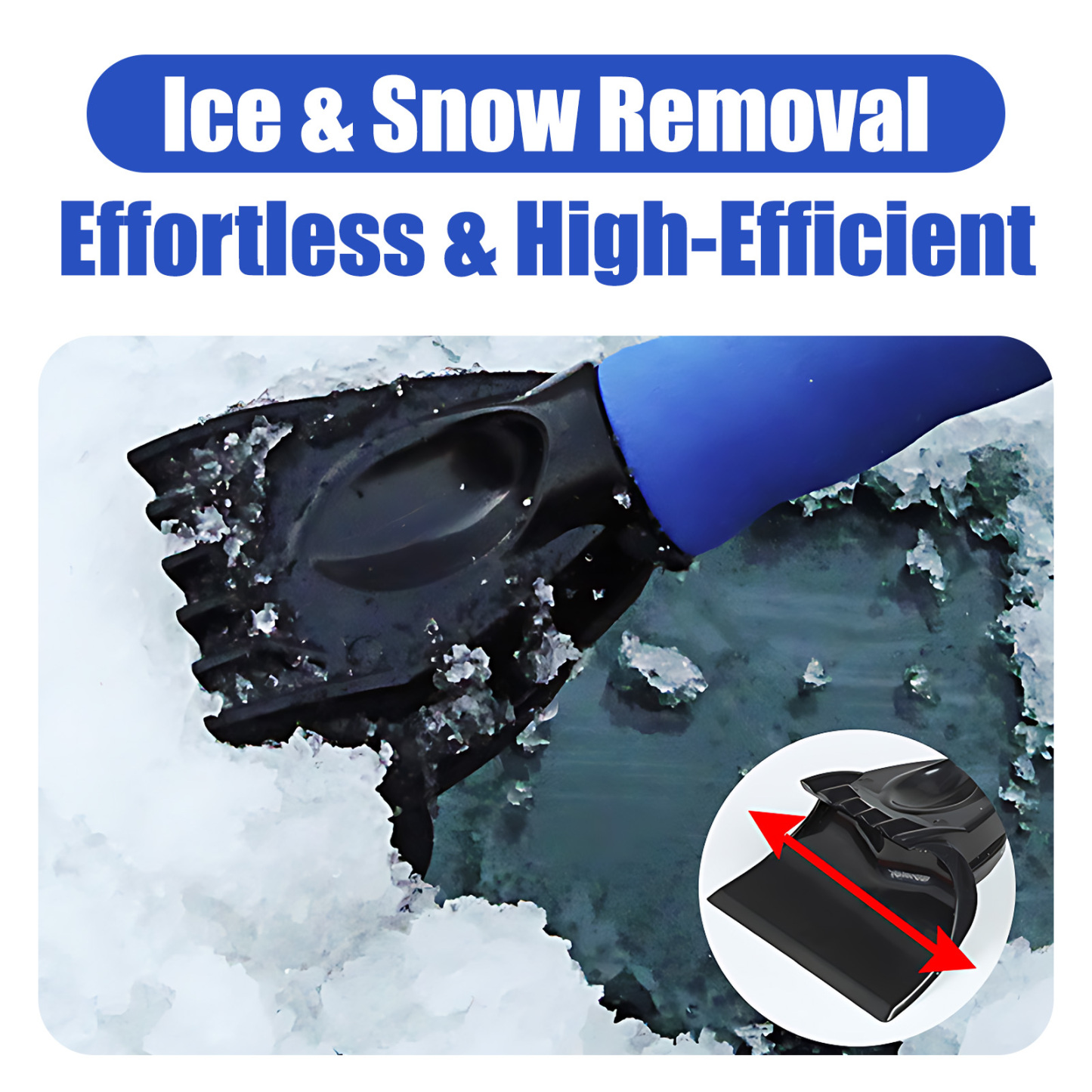 Car Snow Shovel with Warm Fleece Sleeve – Paint-Safe Winter Ice/Snow Removal Tool