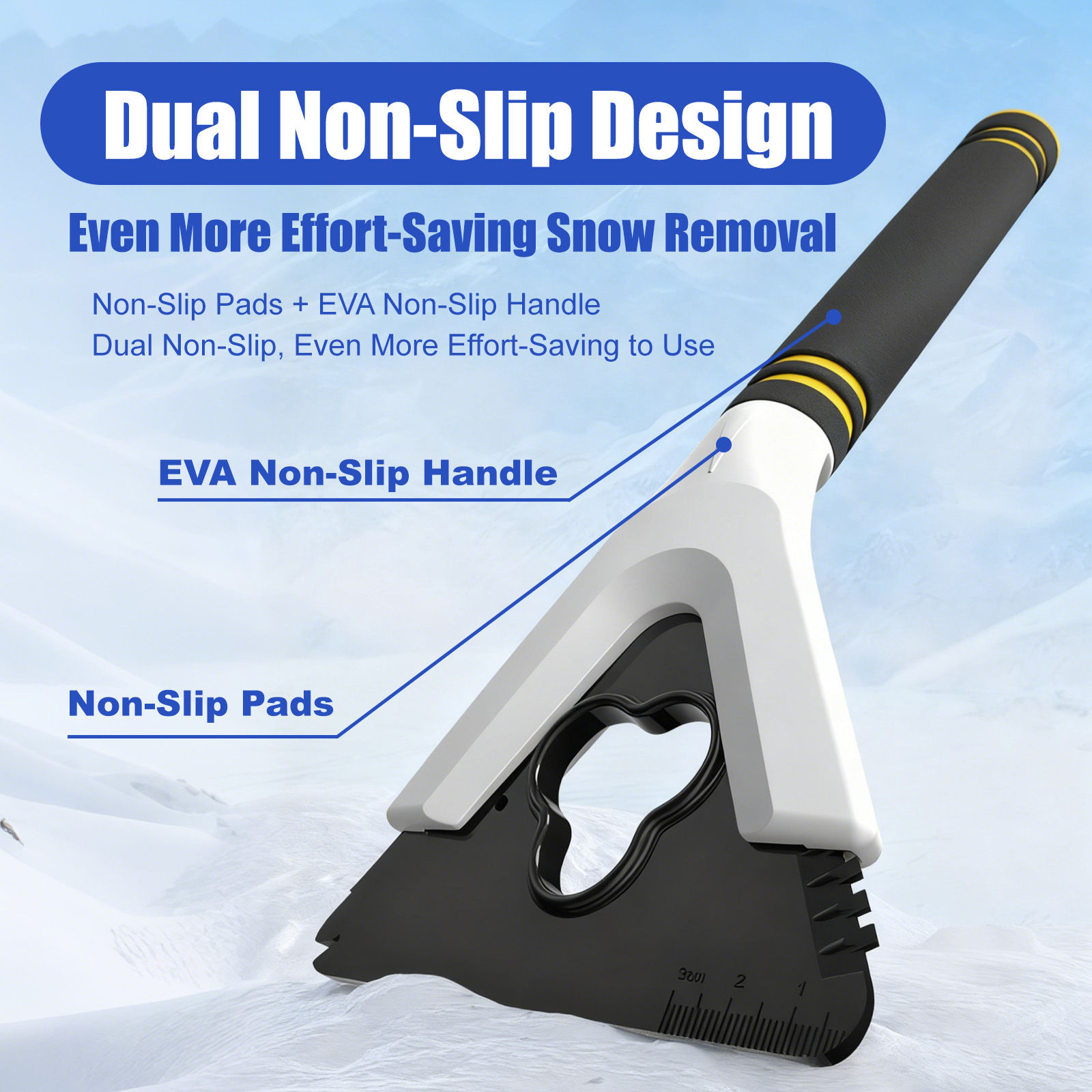 Multi-Purpose Car Snow Scraper Shovel – Widened Surface & 135° Ergonomic Handle for Winter Snow/Ice Removal