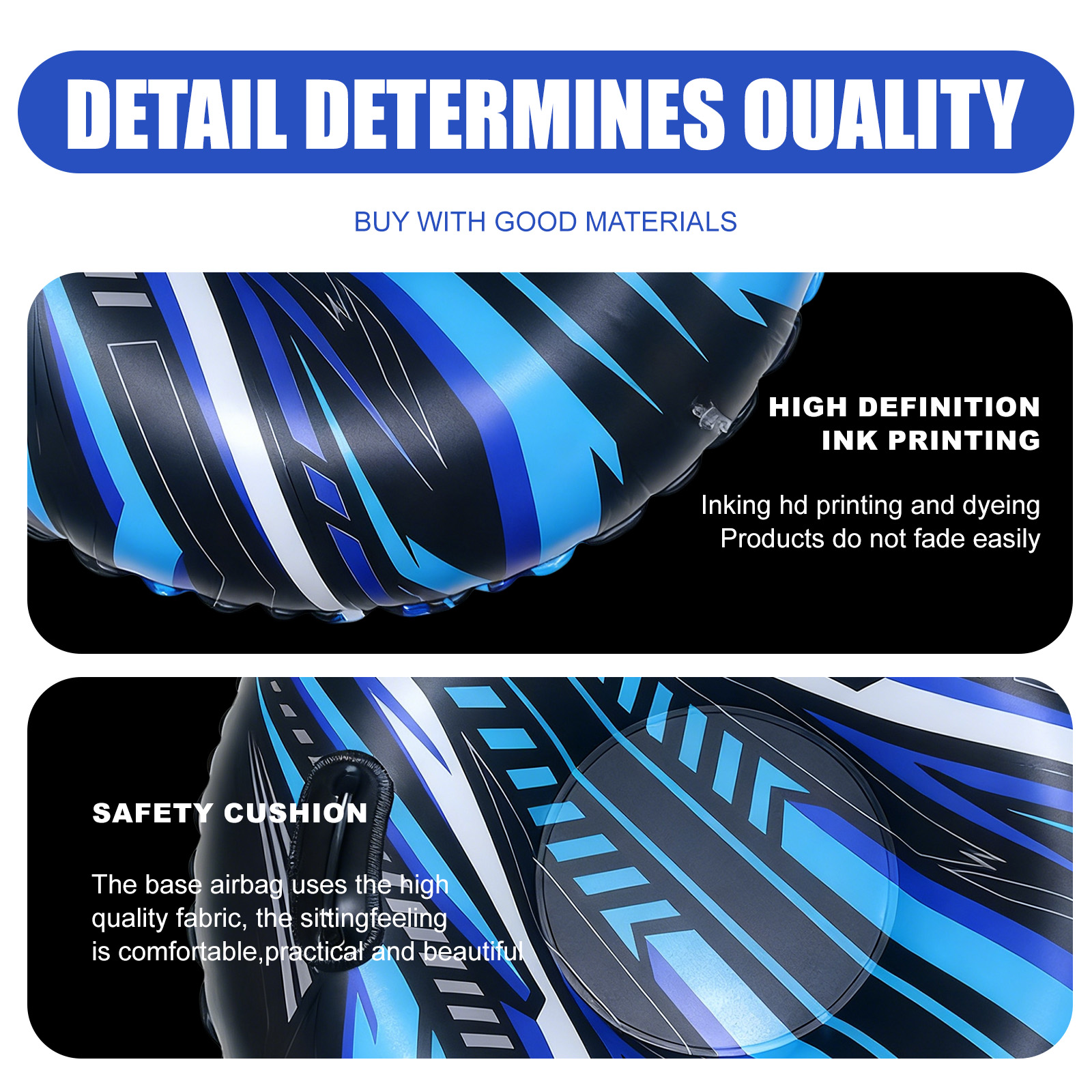 31.5in (80cm) Cold-Resistant Thickened PVC Snow Tube – Winter Sledding Toy BSTT33B