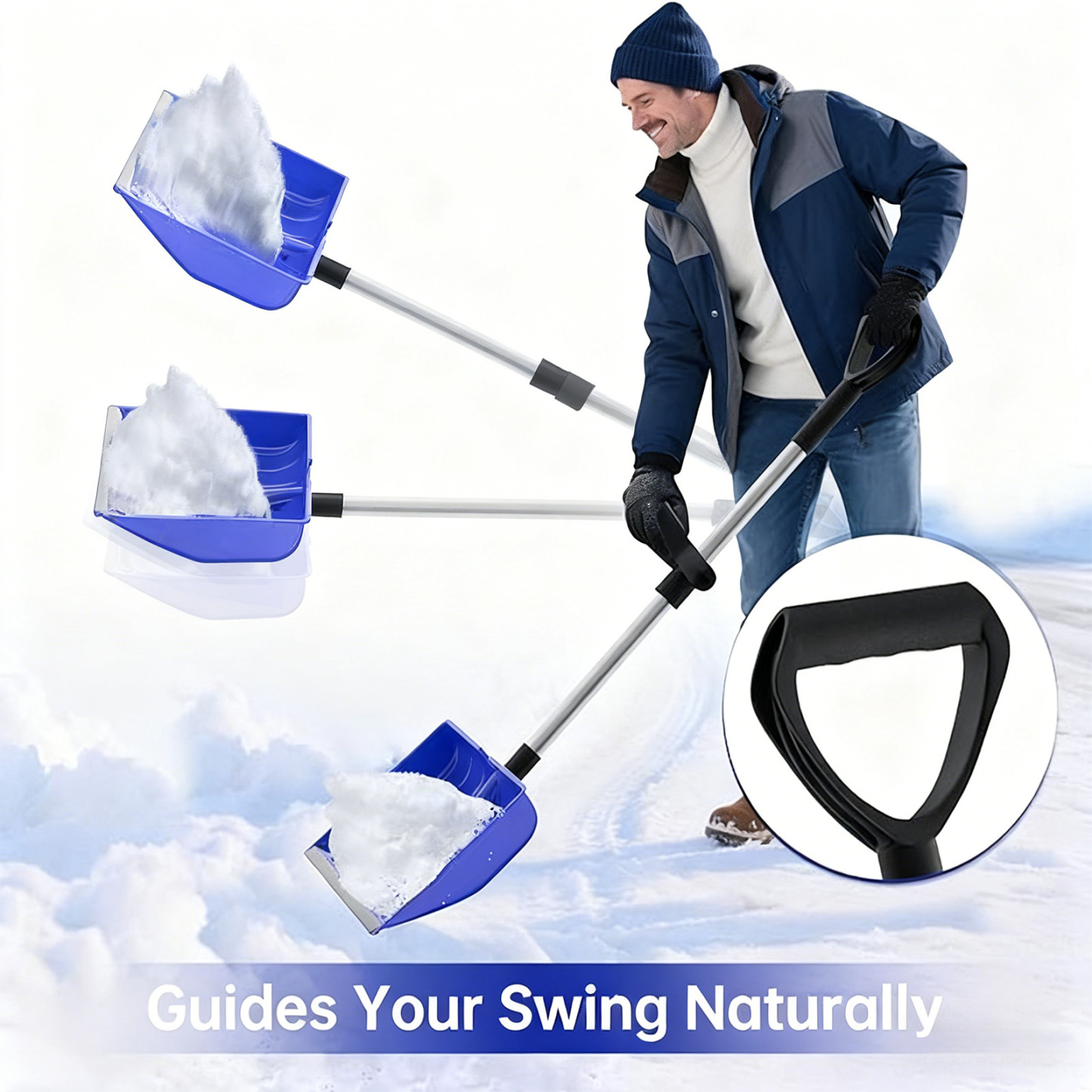Ergonomic Aluminum Alloy Snow Shovel - Heavy Duty & Easy Assembly