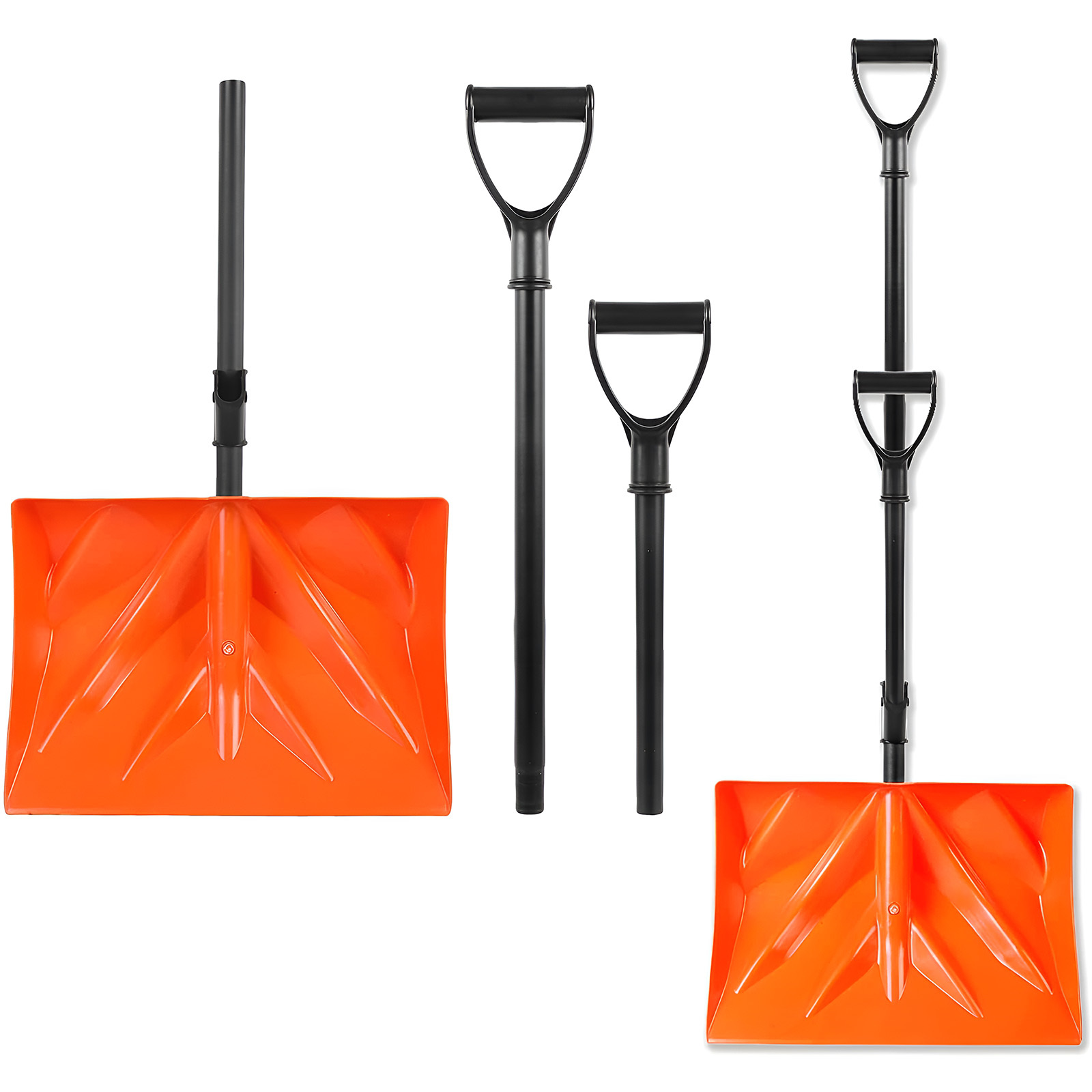 Double D-Handle Heavy Duty Aluminum Snow Shovel - 18-Inch Wide Blade
