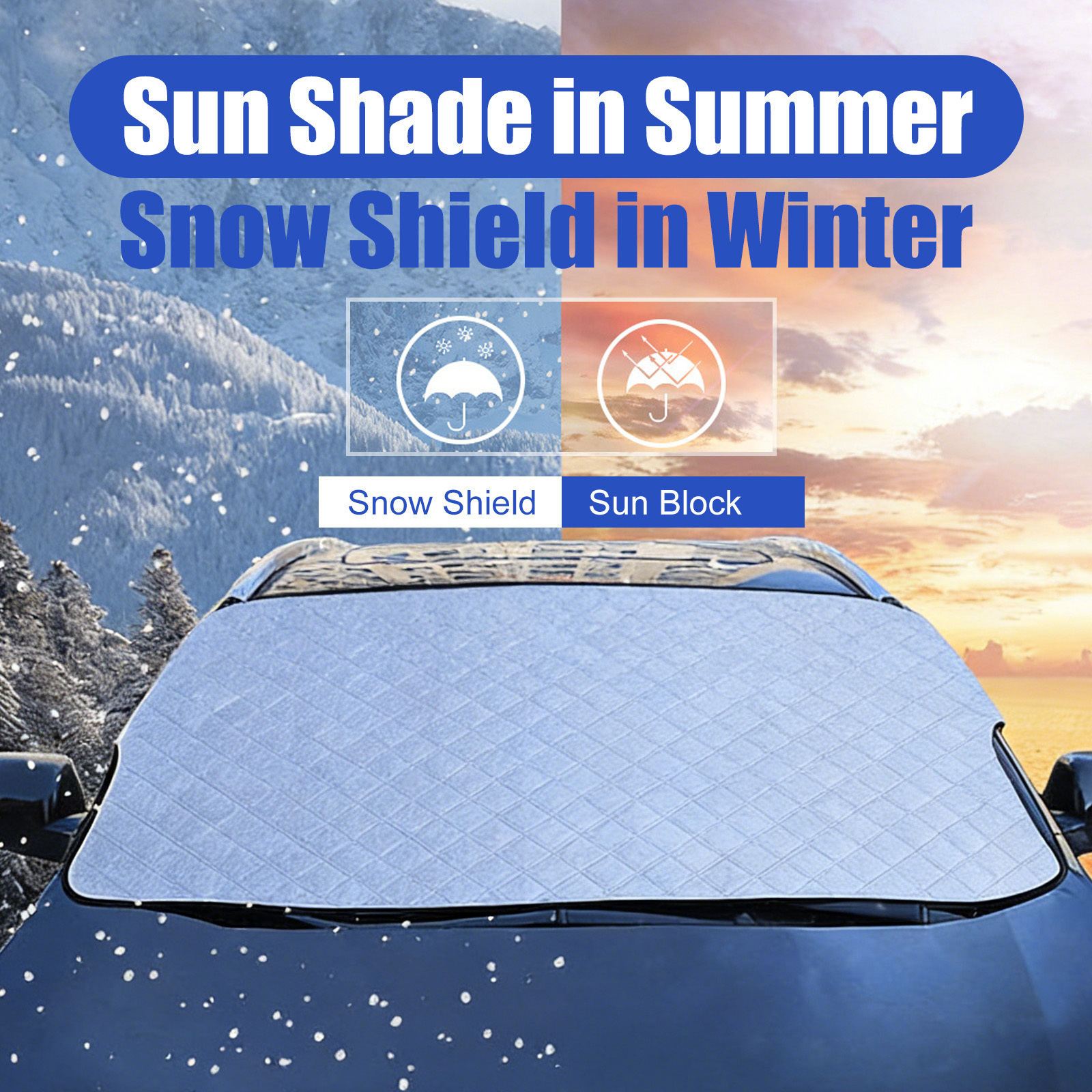 2-in-1 Car Windshield Cover: All-Season Sunshade & Snow Shield for Auto Front Window