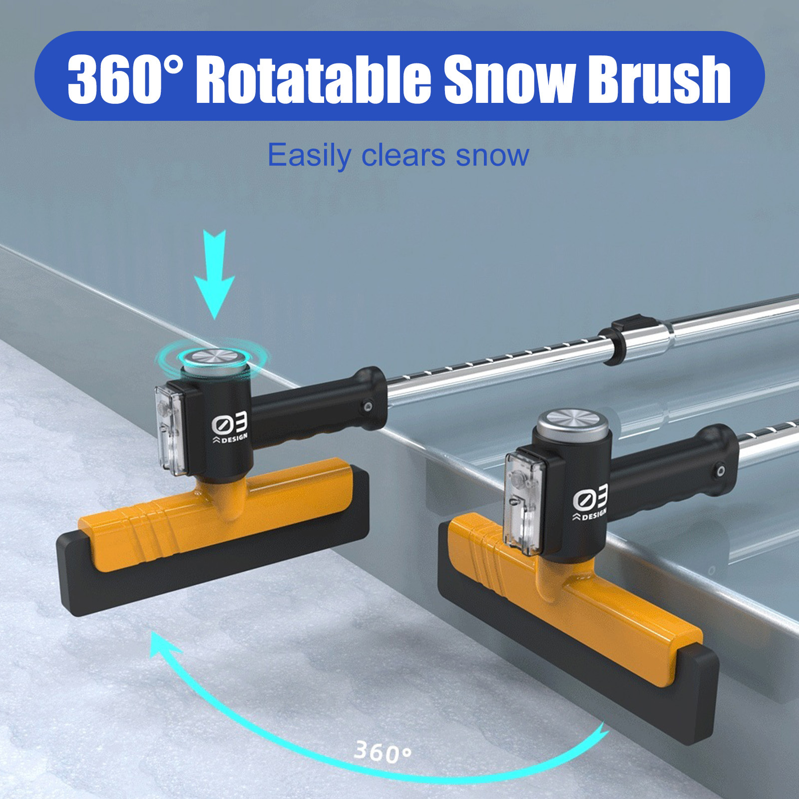 Handheld Short Snow Brush - 360° Rotatable 23.5cm EVA Car Snow Remover (Non-Illuminated)
