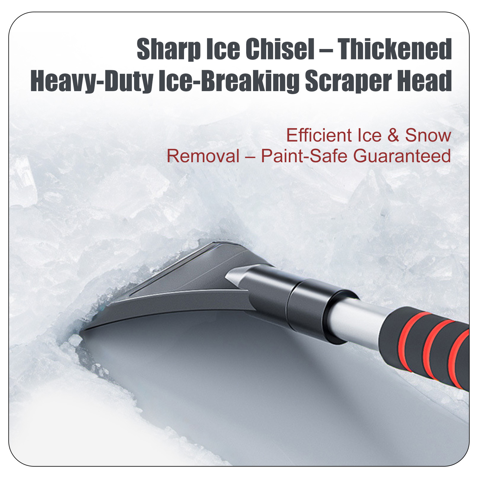 Telescoping 3-in-1 Car Snow Brush & Scraper - Scratch-Free EVA Head for Winter Vehicle Snow/Ice Removal