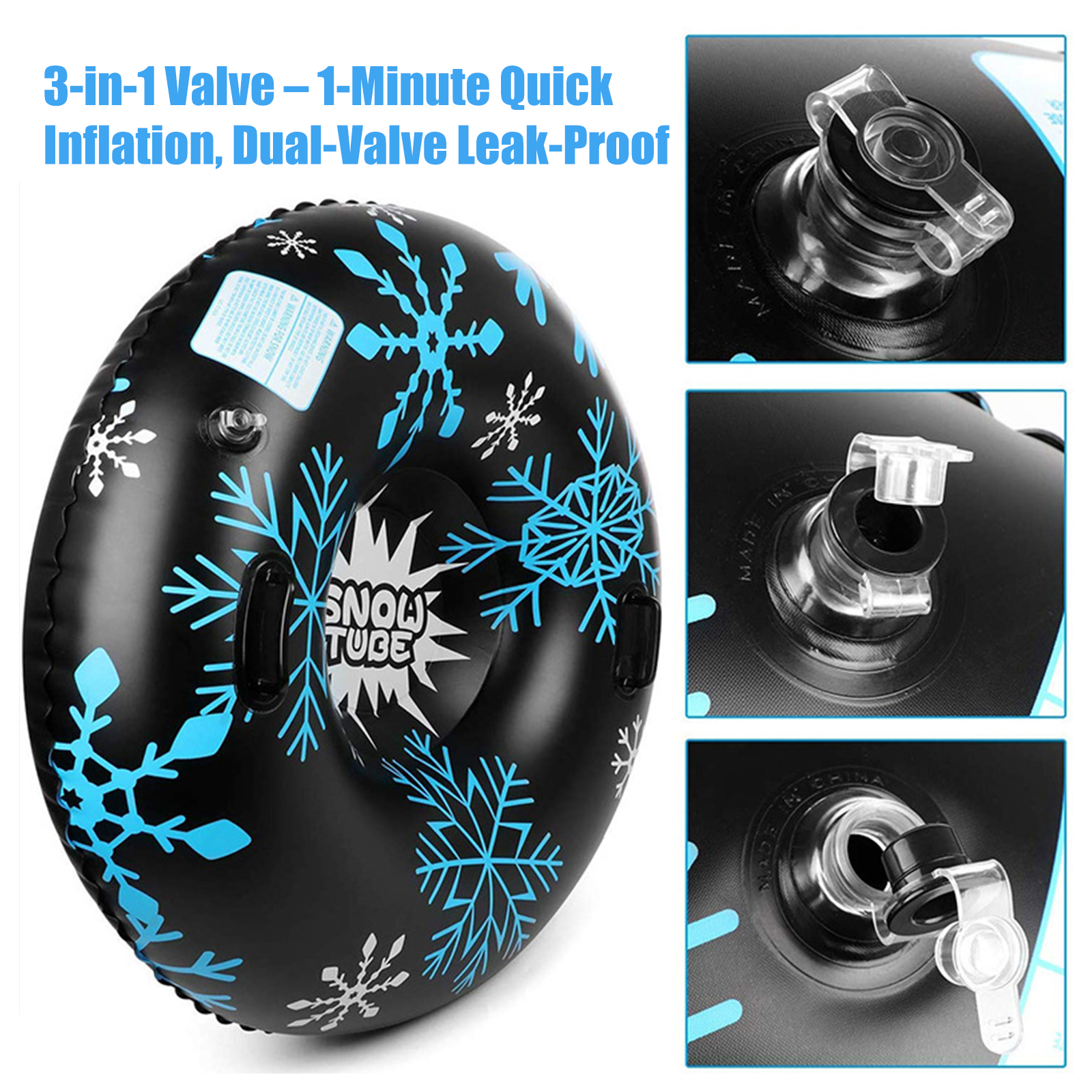 47in Heavy-Duty Snow Tube – Quick-Inflation Winter Sledding Tube for Family Fun
